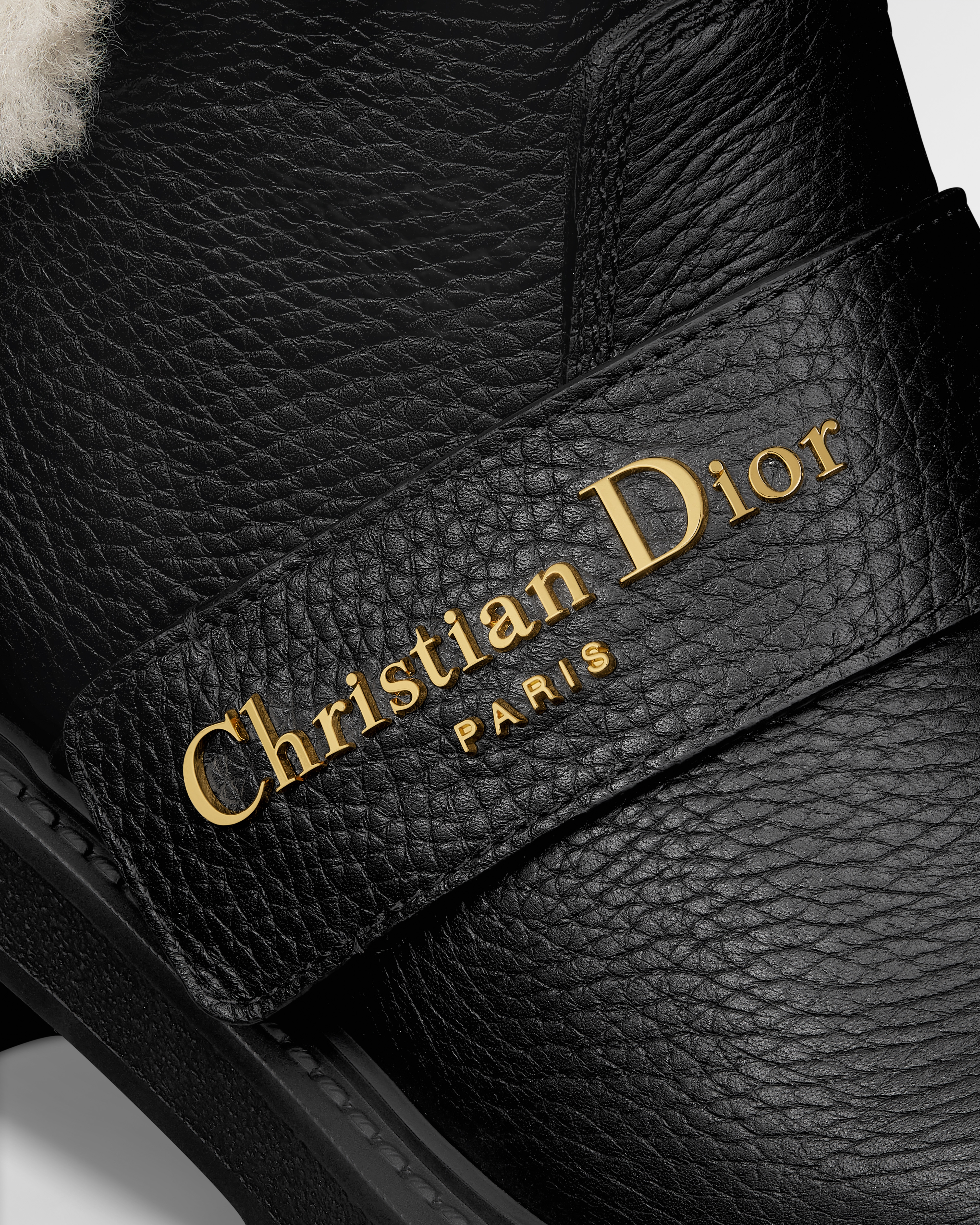 DiorAlps D-Quest Ankle Boot Black Grained Calfskin and White Lambskin Shearling E09