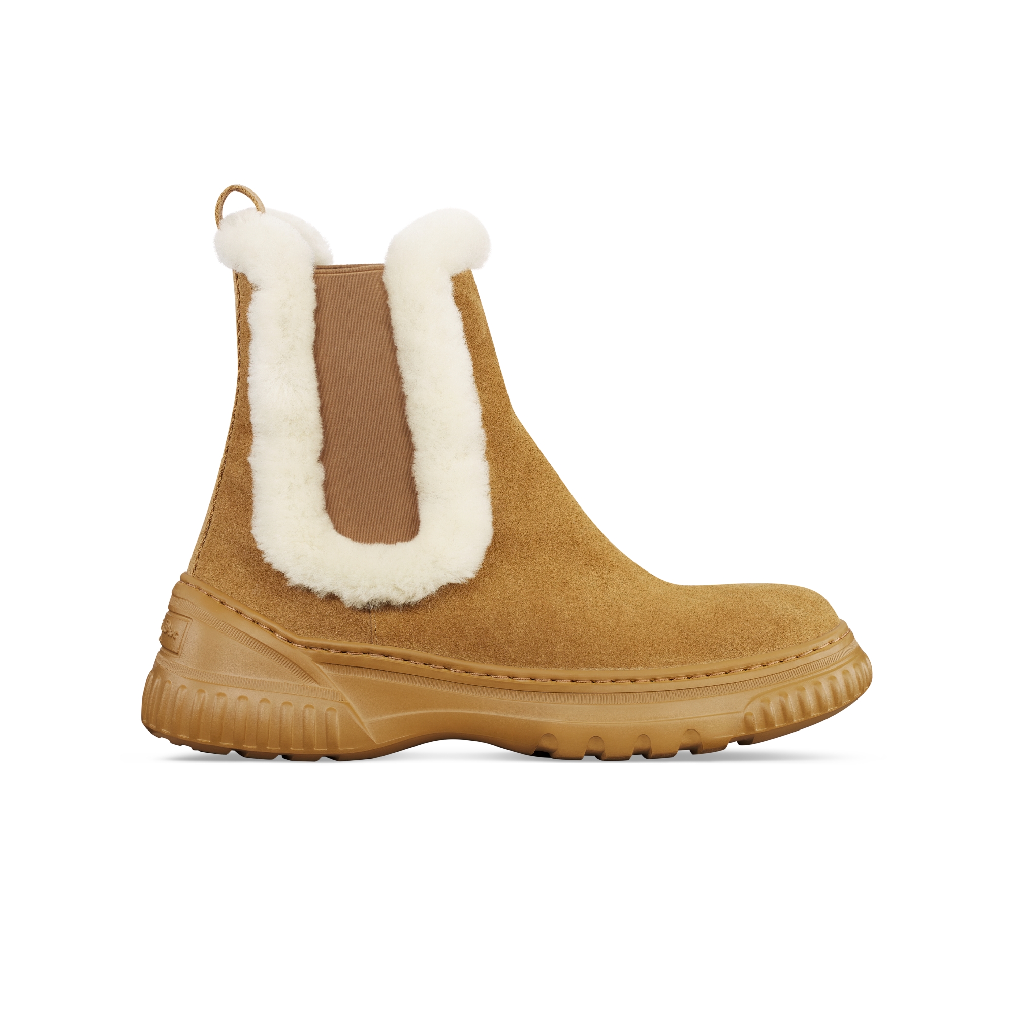 D-Racer Ankle Boot Hazelnut Suede Calfskin and White Shearling E02