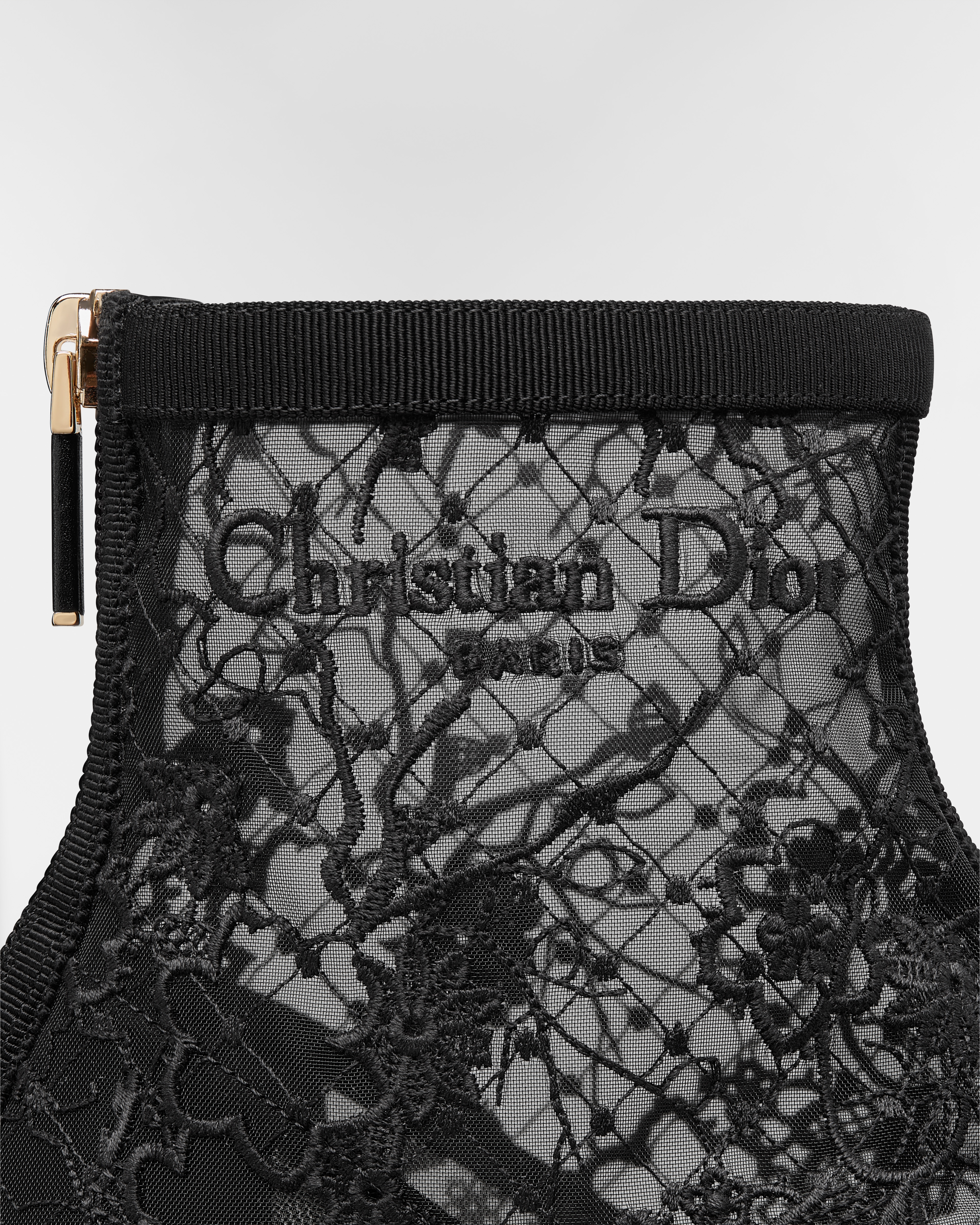 Bottine Naughtily-D Résille transparente brodée du motif Millefiori noir E09