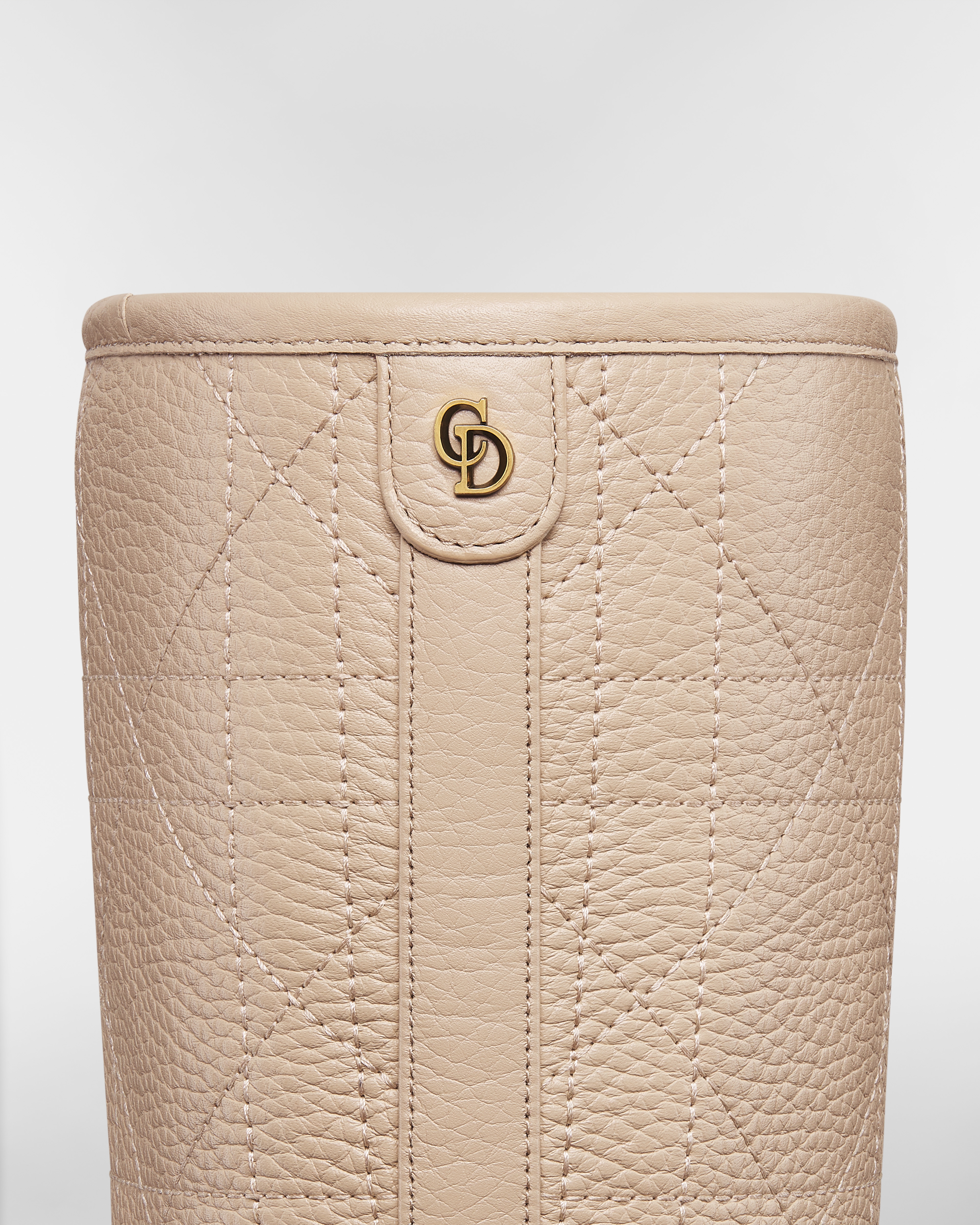 Dior Time Stiefel mit Absatz Genarbtes Cannage Kalbsleder in Puderbeige E09