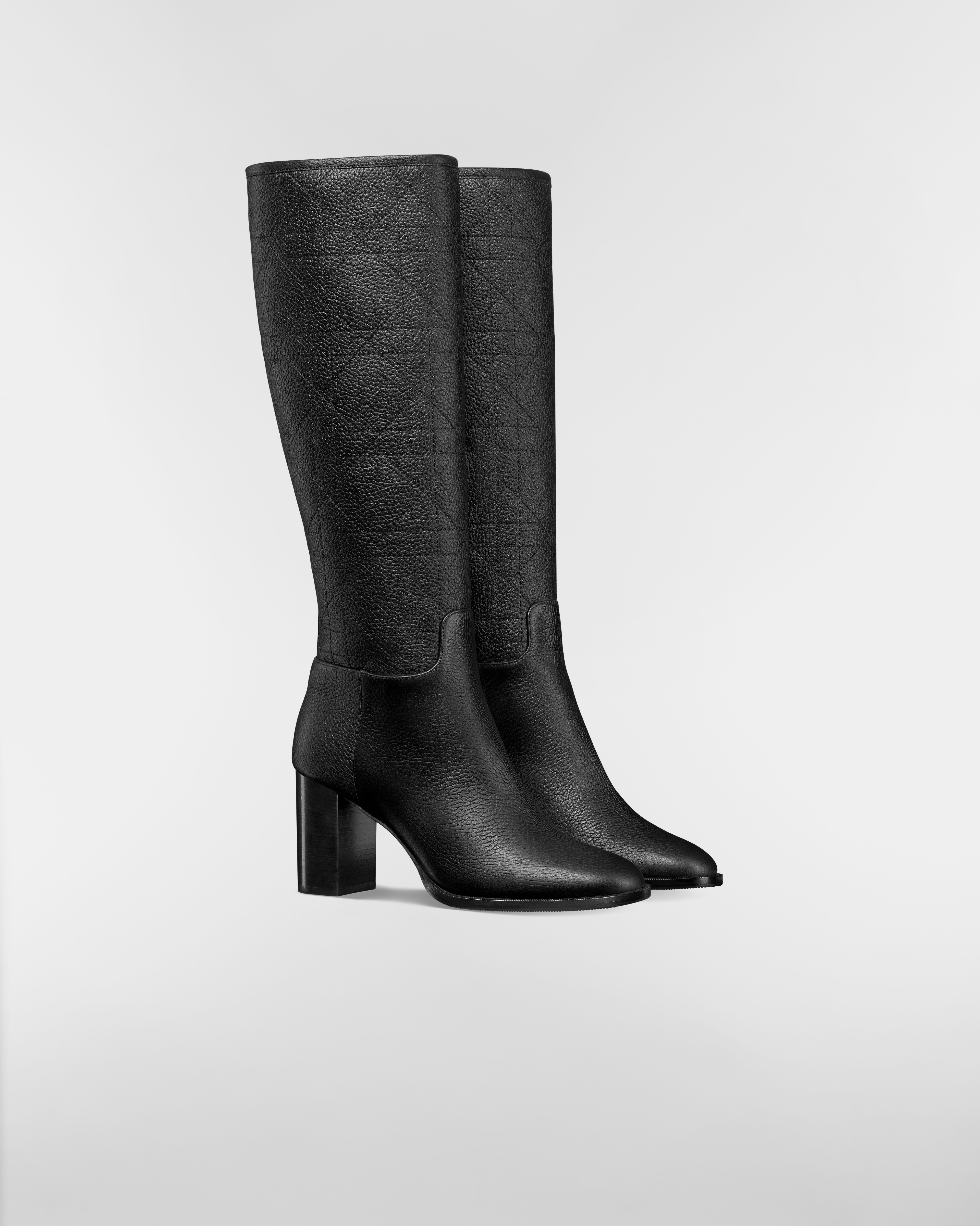 Dior Time-laars met hak Zwart generfd kalfsleer met Cannage-motief E03