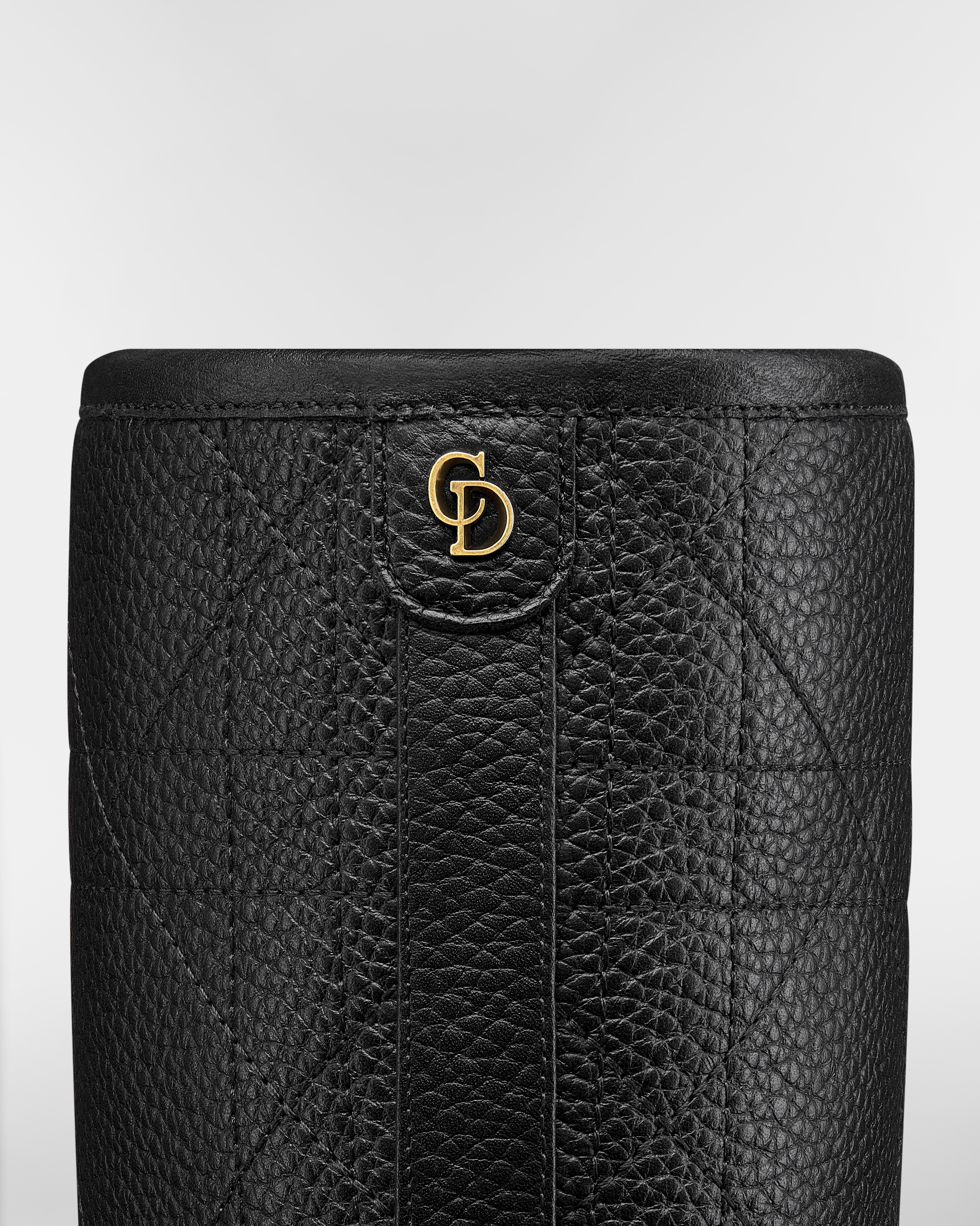 Dior Time Heeled Boot Black Grained Cannage Calfskin E09