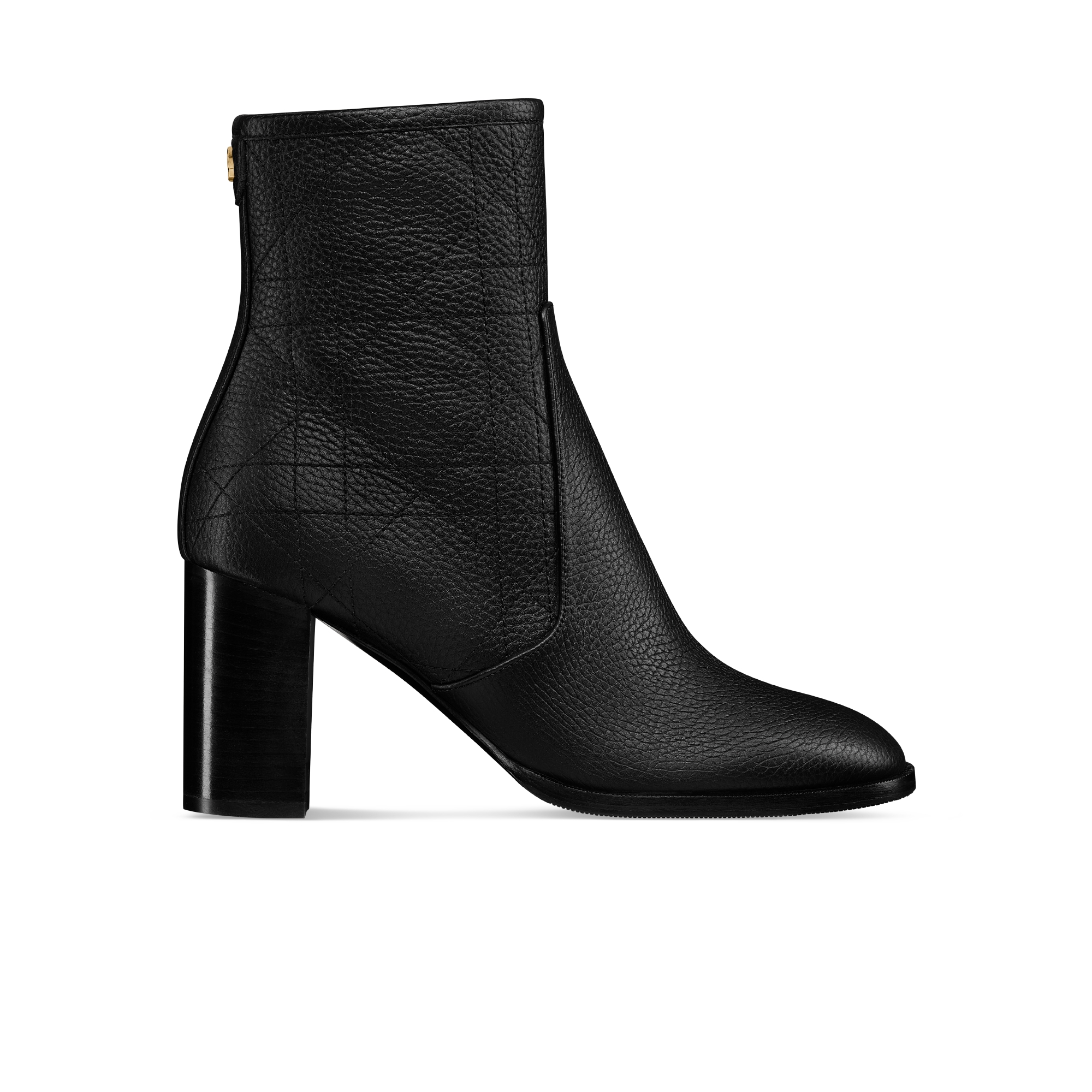 Dior Time Heeled Ankle Boot Black Grained Cannage Calfskin E02