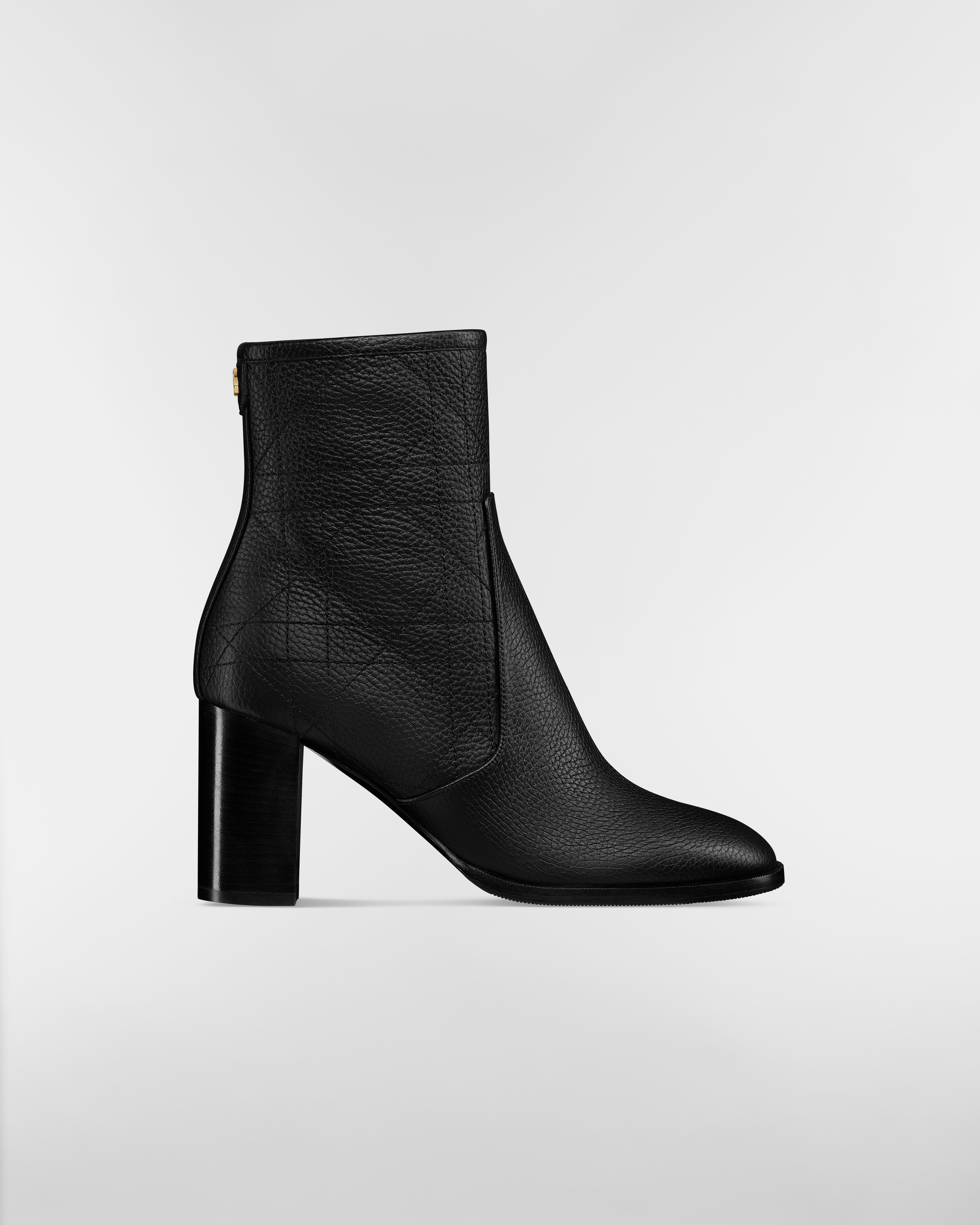 Dior Time-enkellaars met hak Zwart generfd kalfsleer met Cannage-motief E02