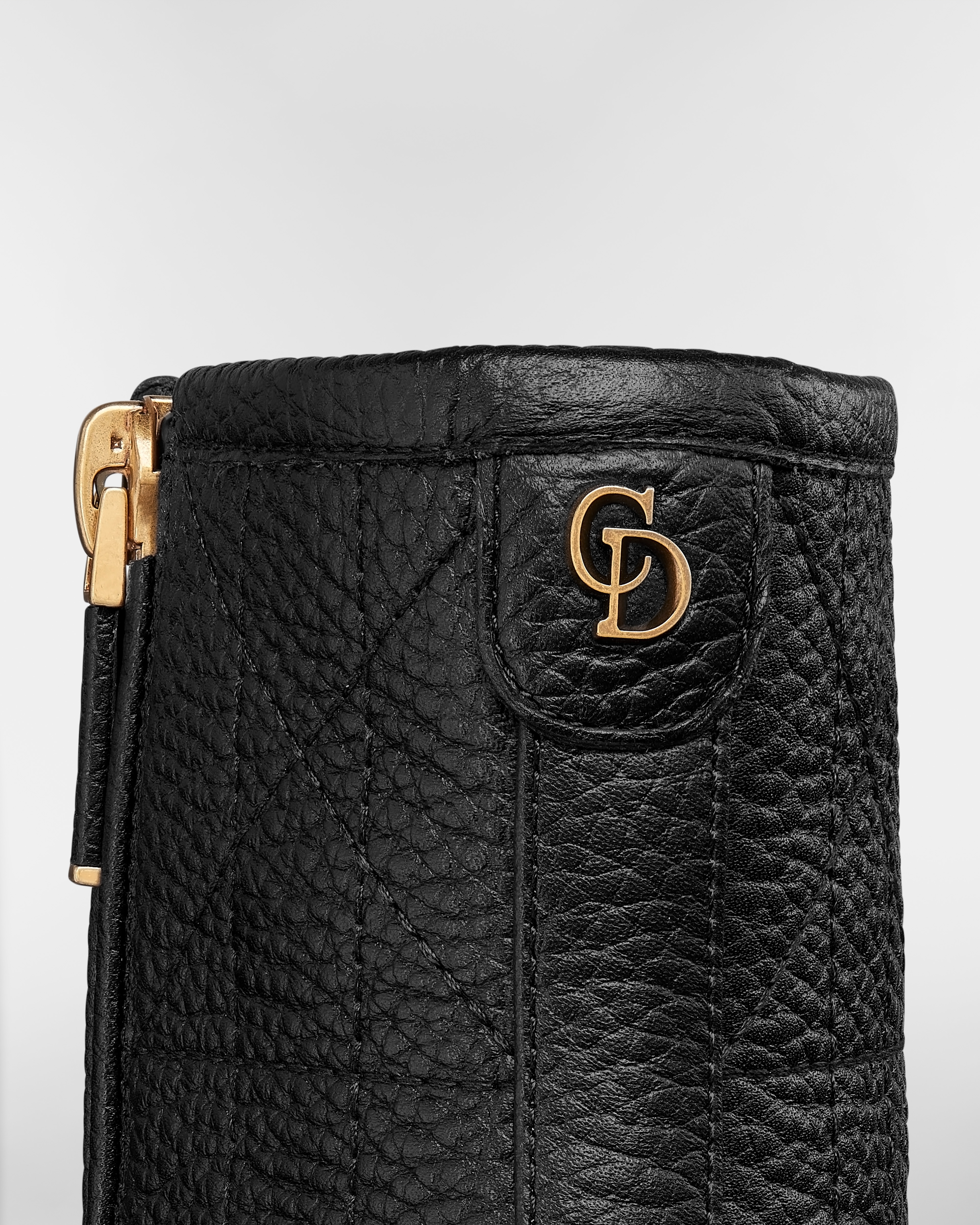 Botín de tacón Dior Time Piel de becerro graneada Cannage negra E09