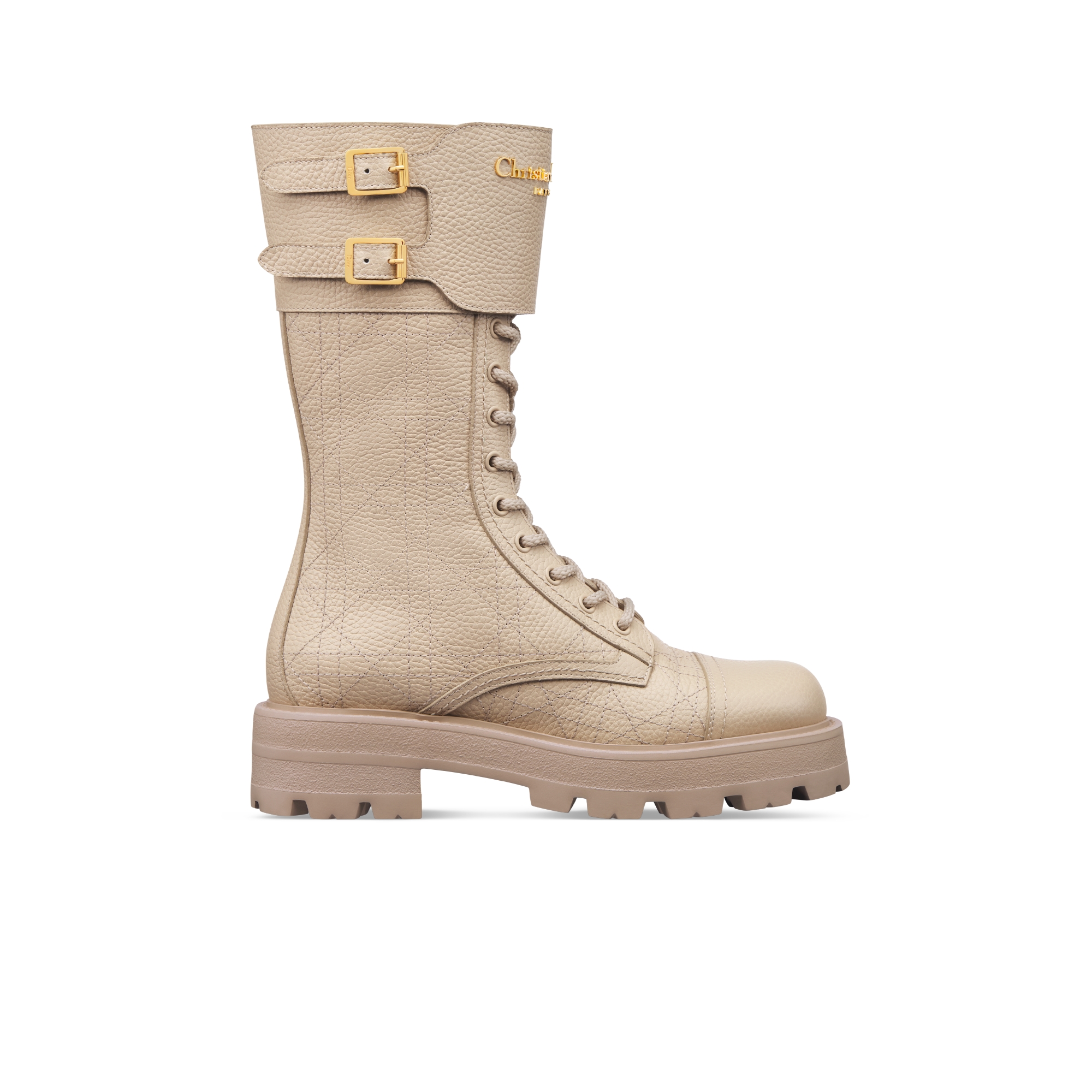 D-Trap Ankle Boot Powder Beige Grained Cannage Calfskin E02