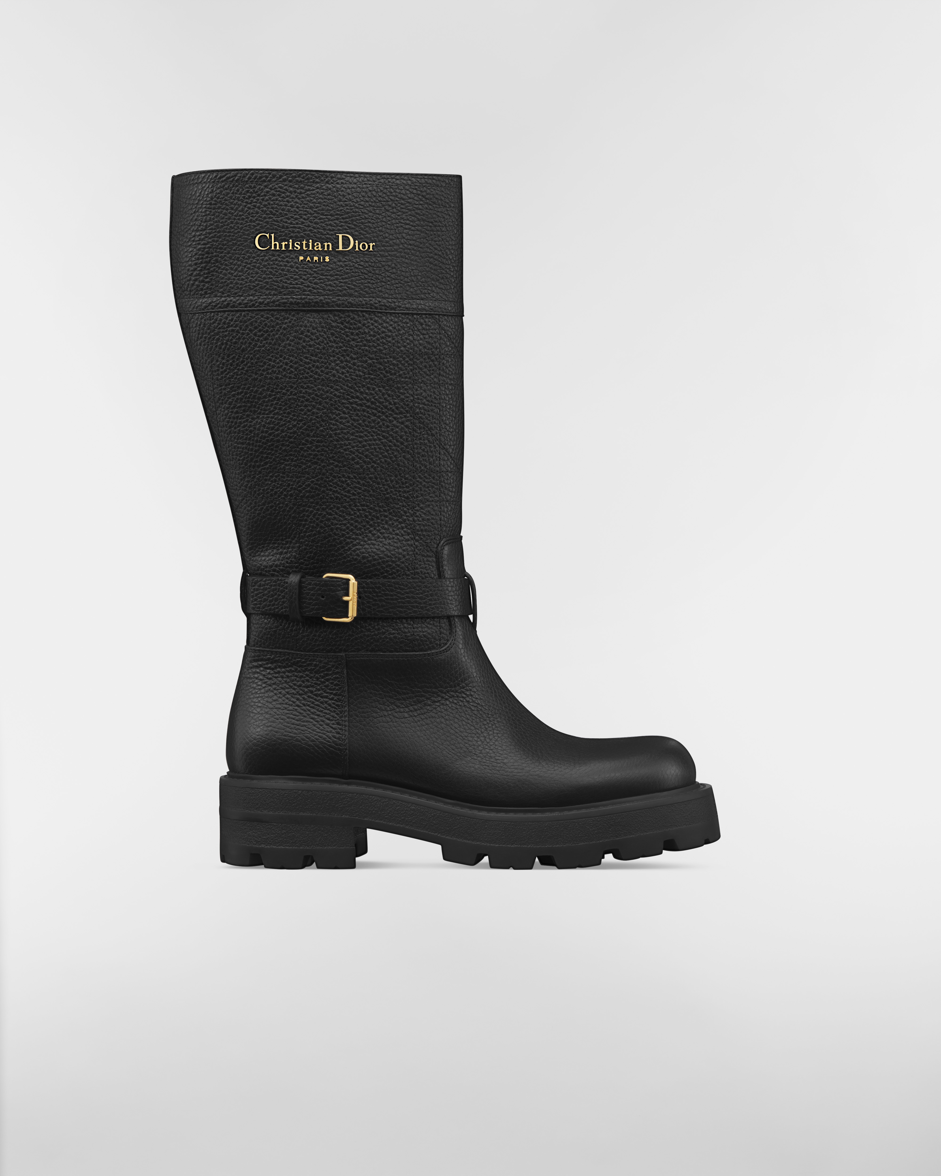 D-Town-laars Zwart generfd kalfsleer met Cannage-motief E02