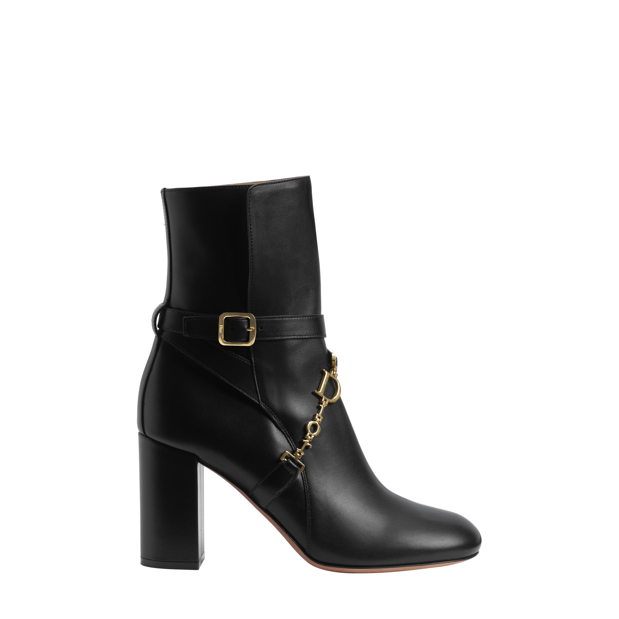 Diorly Heeled Ankle Boot Black Shiny Calfskin | DIOR