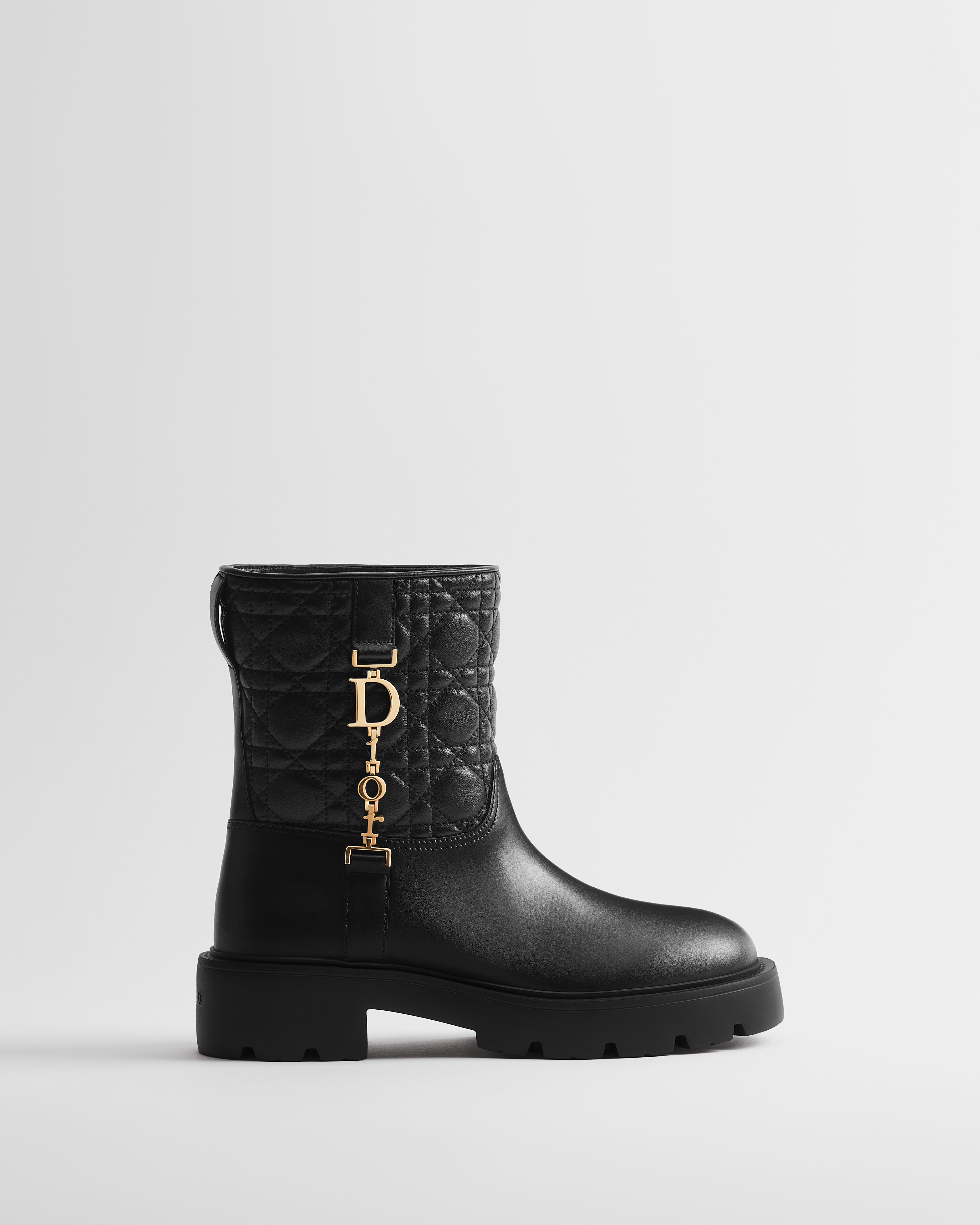 Diorly Ankle Boot Black Calfskin and Quilted Cannage Lambskin E02