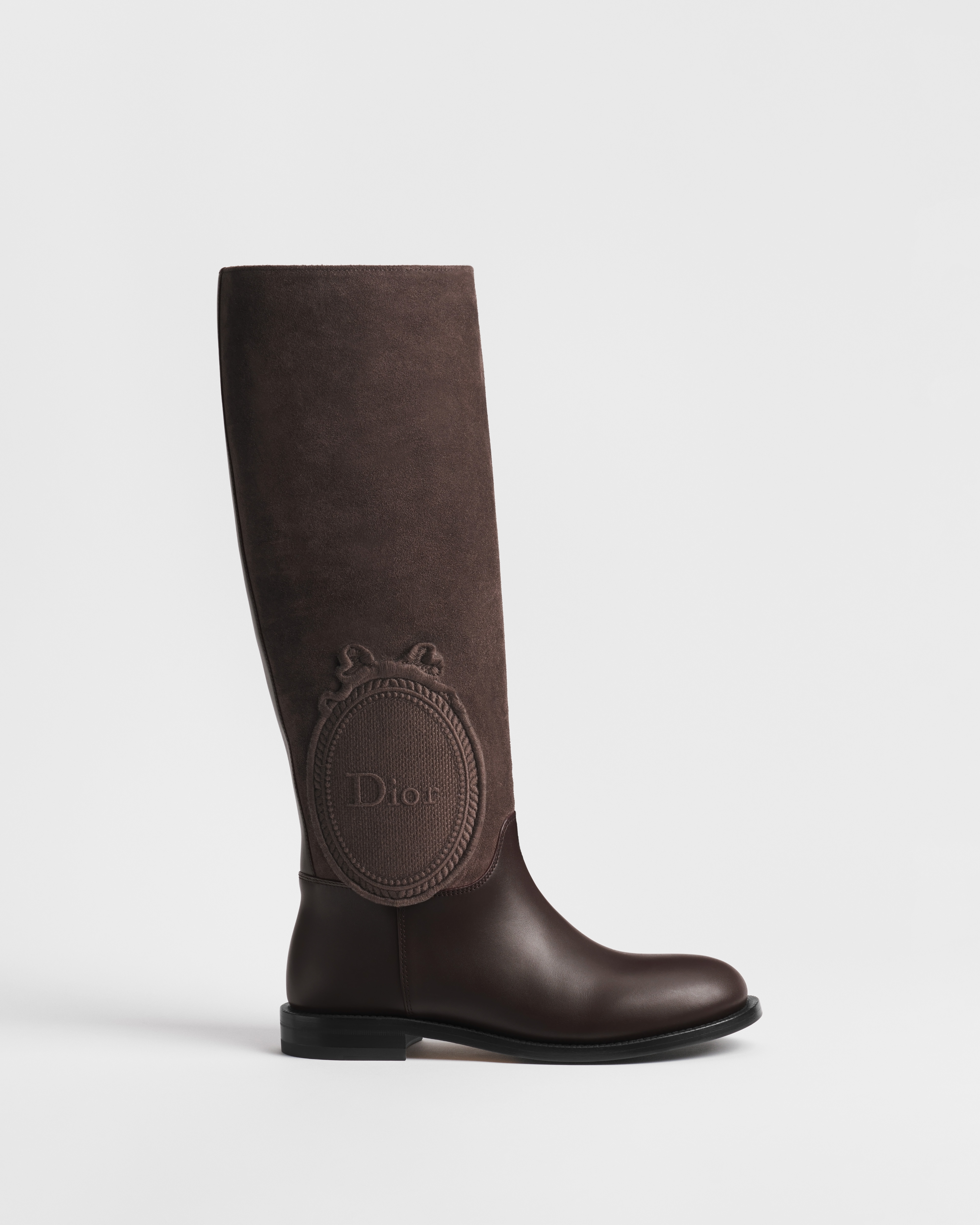 Dior Médaillon Boot Chocolate Brown Suede Calfskin and Calfskin E02