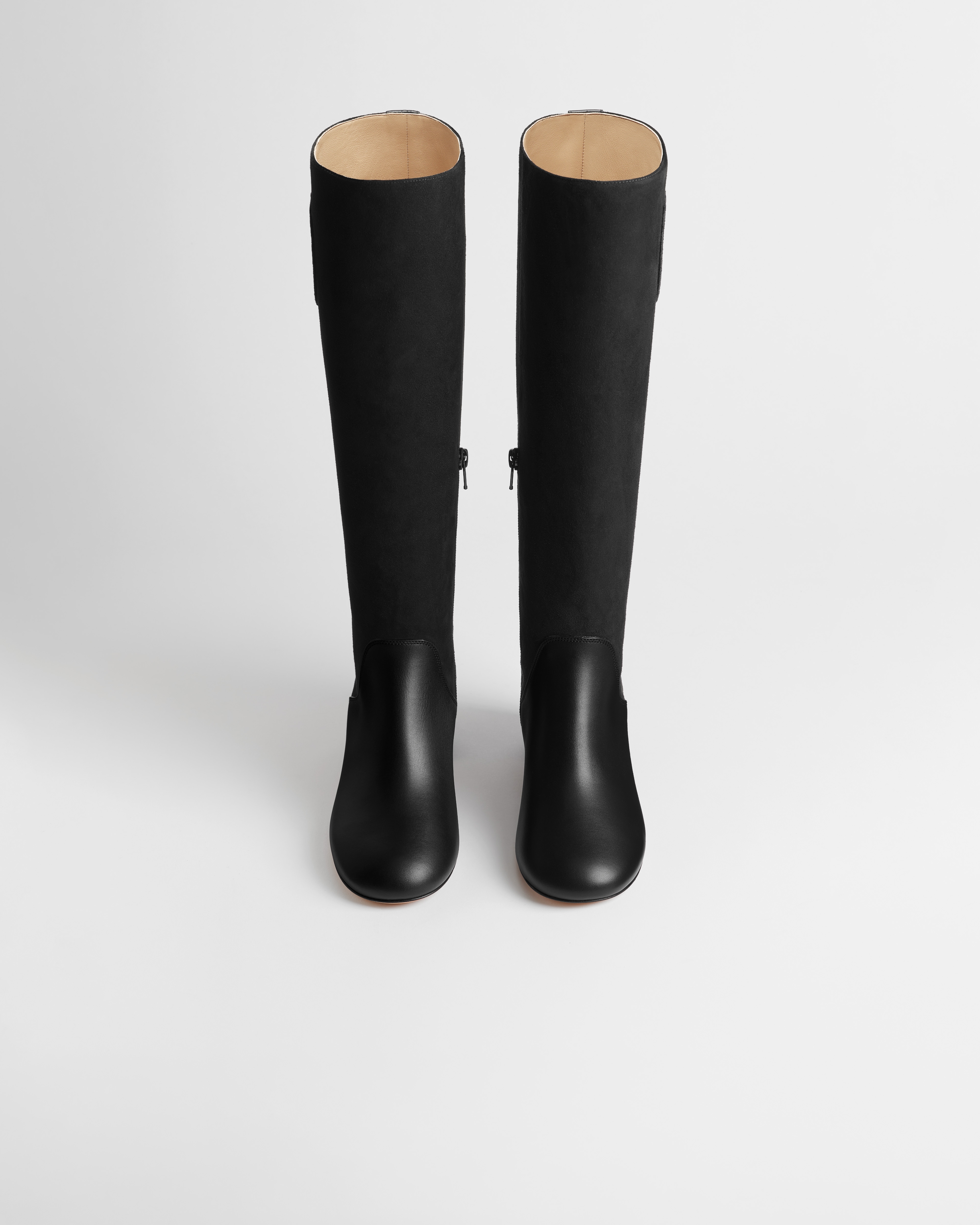 Dior Médaillon Heeled Boot Black Calfskin and Suede Goatskin E06