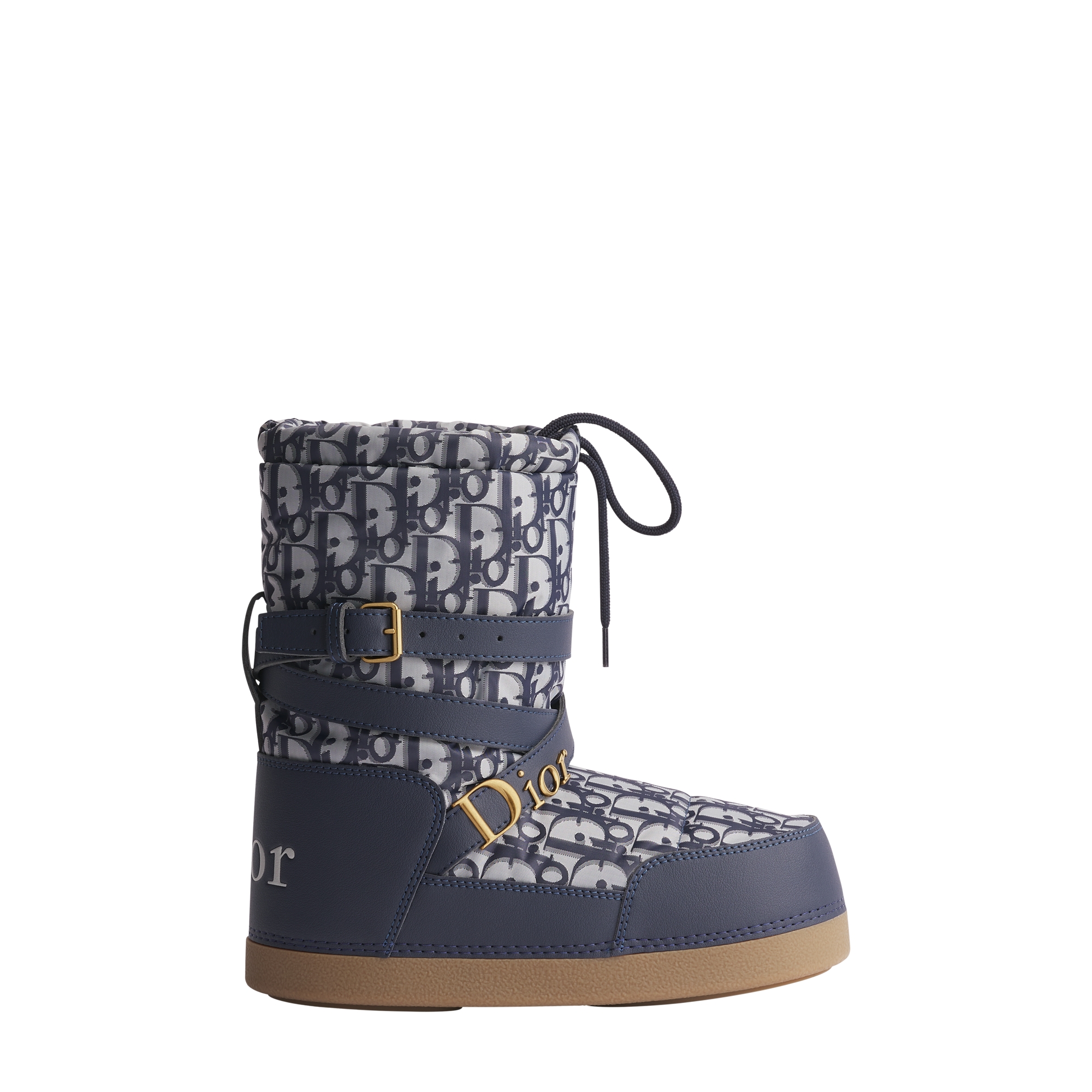 DiorAlps Dior Snow Après-Ski Boot Navy Blue and White Dior Oblique Nylon with Navy Blue Leather-Effect Technical Fabric E02