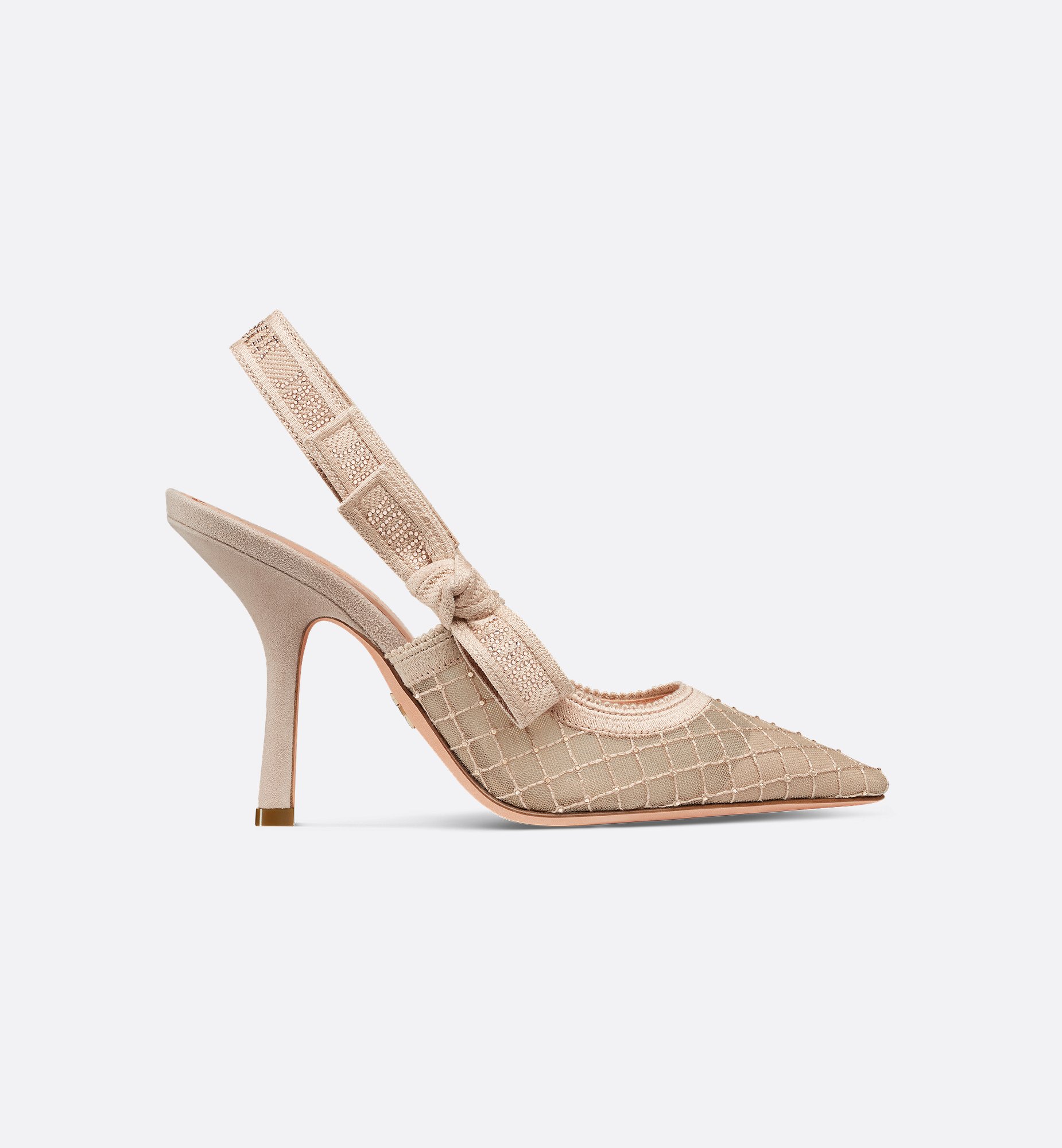 J'Adior Slingback Pump Transparent Mesh Embroidered with J'Adior Slingback Pump Transparent Mesh Embroidered with
