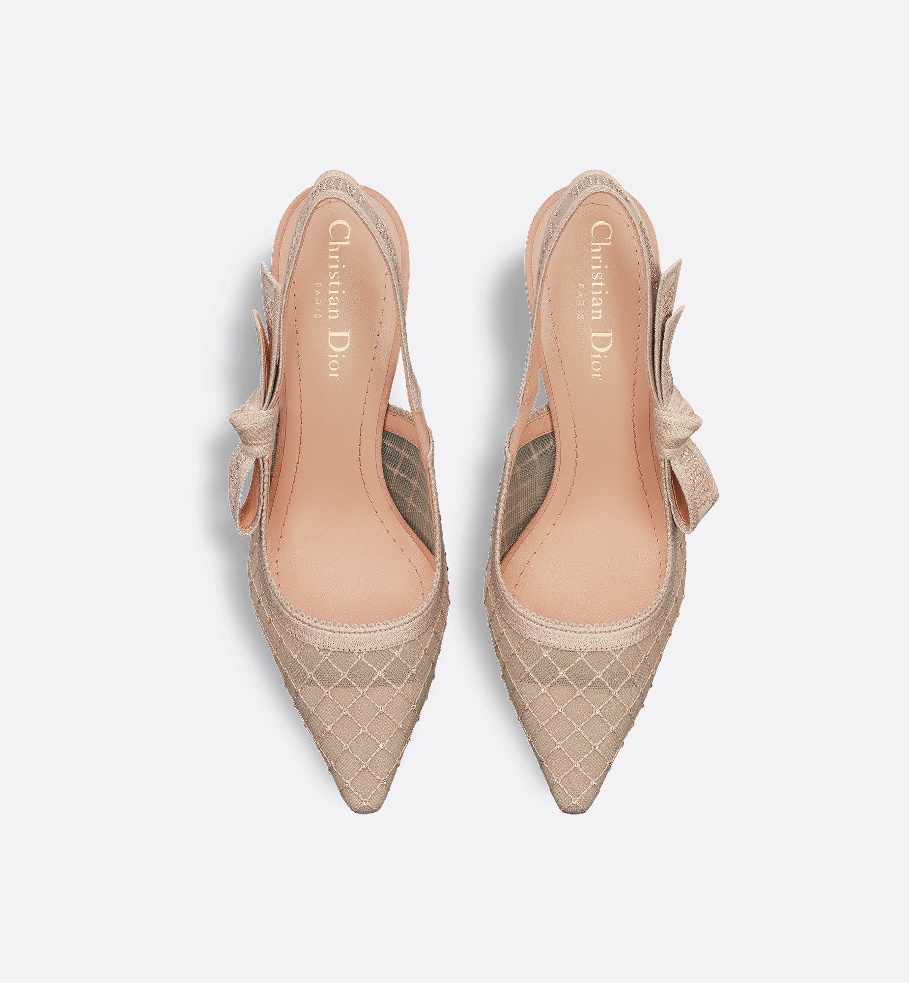 J'Adior Slingback Pump Transparent Mesh Embroidered with J'Adior Slingback Pump Transparent Mesh Embroidered with