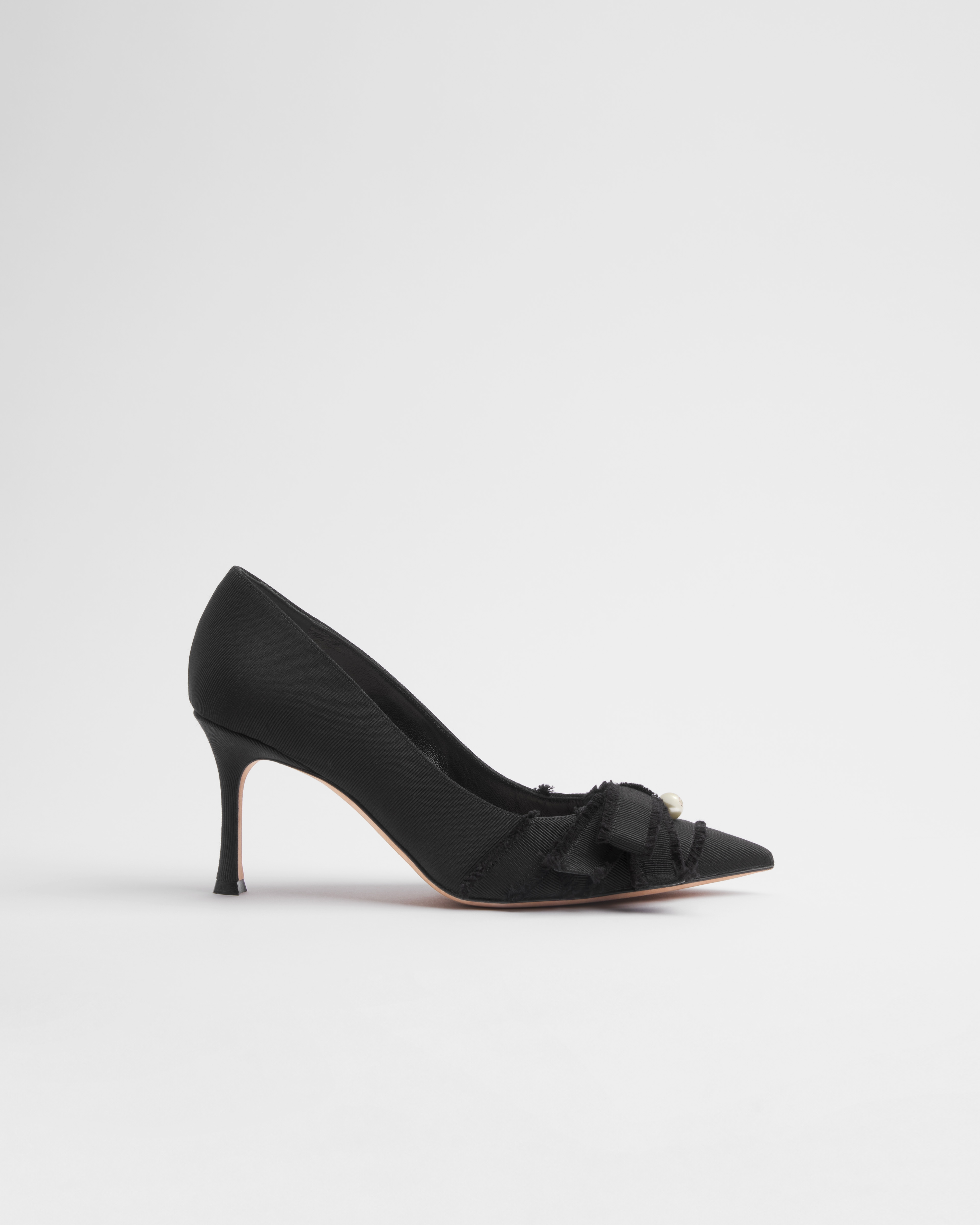 Adiorable Pump Black Fringed Grosgrain E02