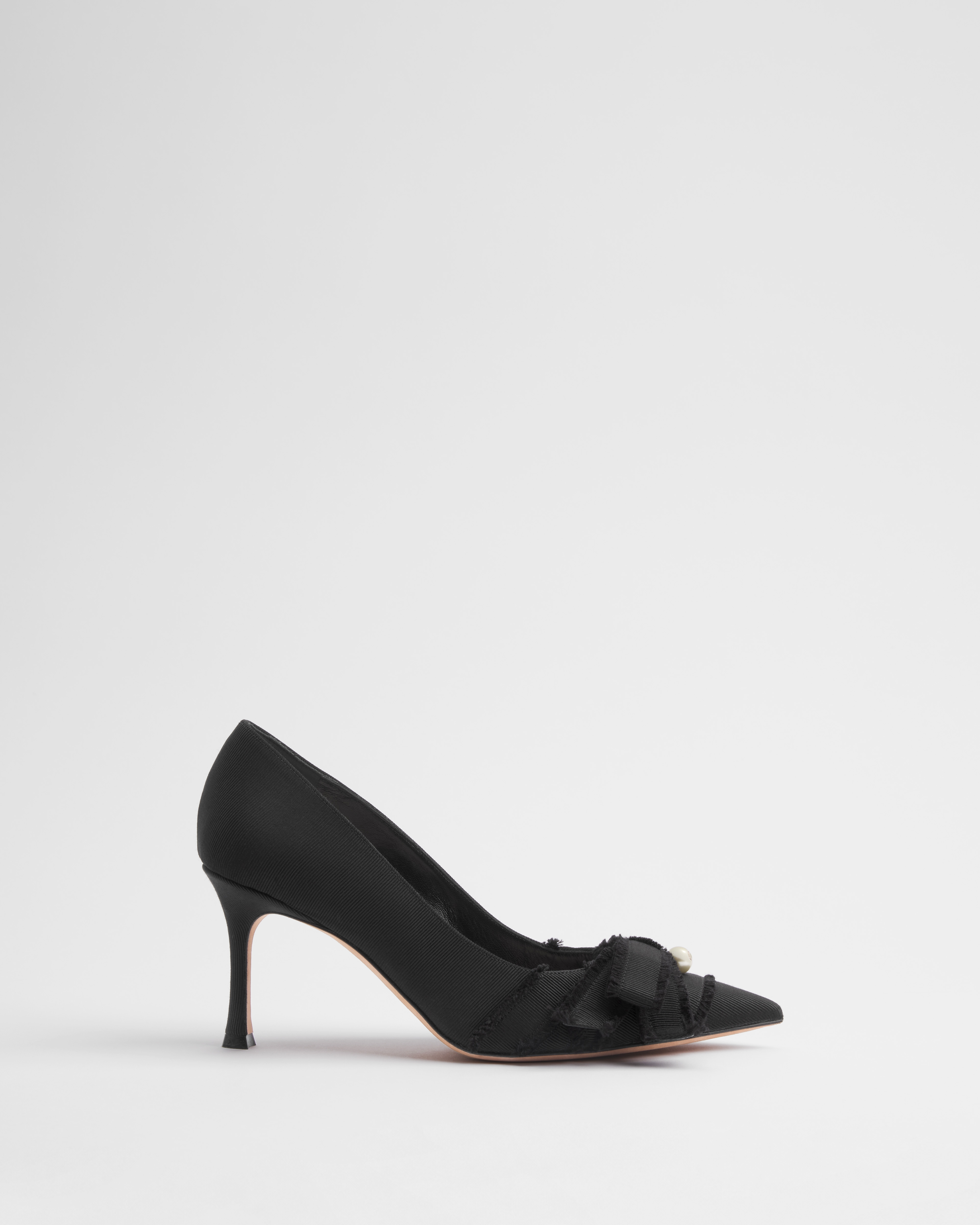 Adiorable Pump Black Fringed Grosgrain E02