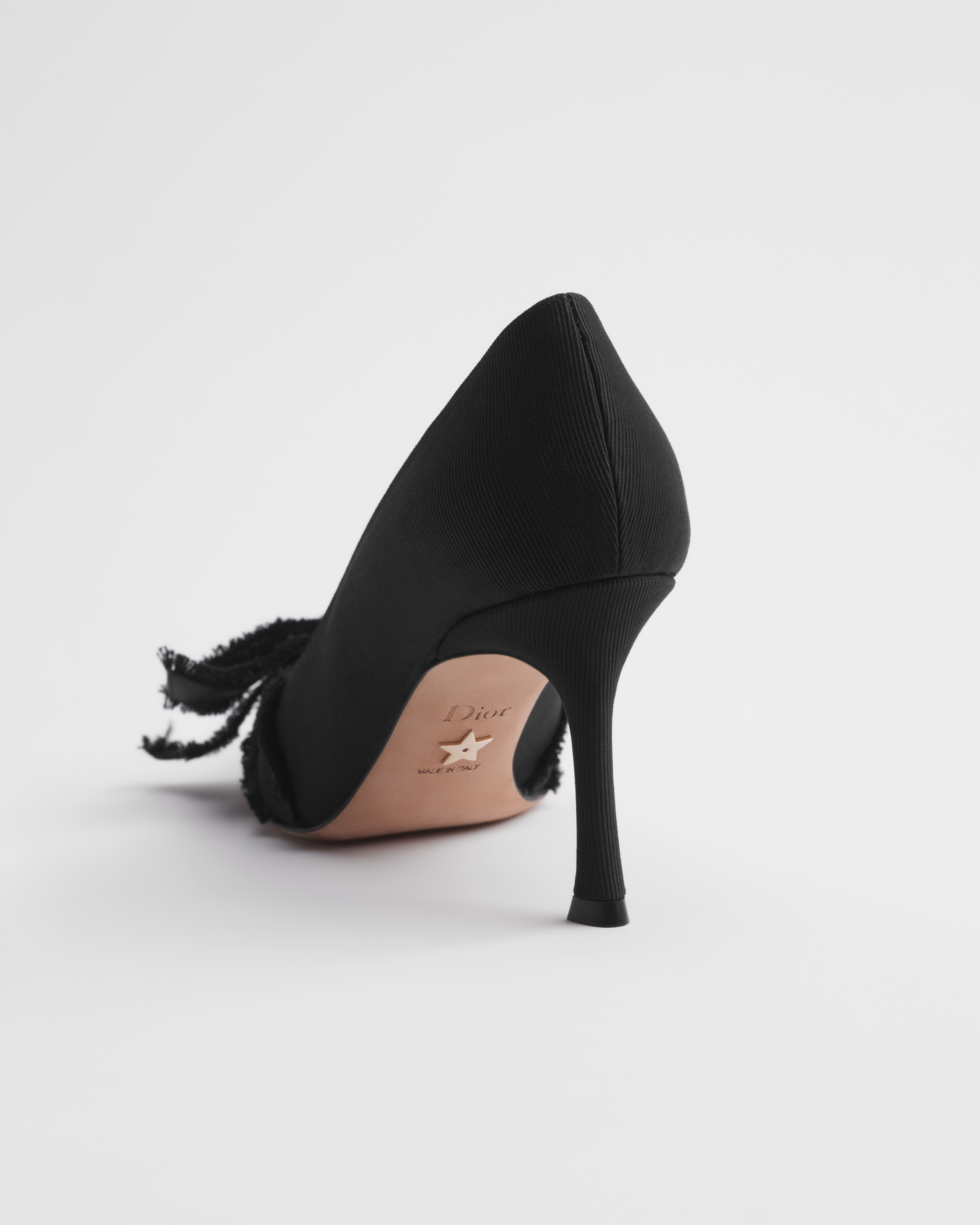 Adiorable Pump Black Fringed Grosgrain E05