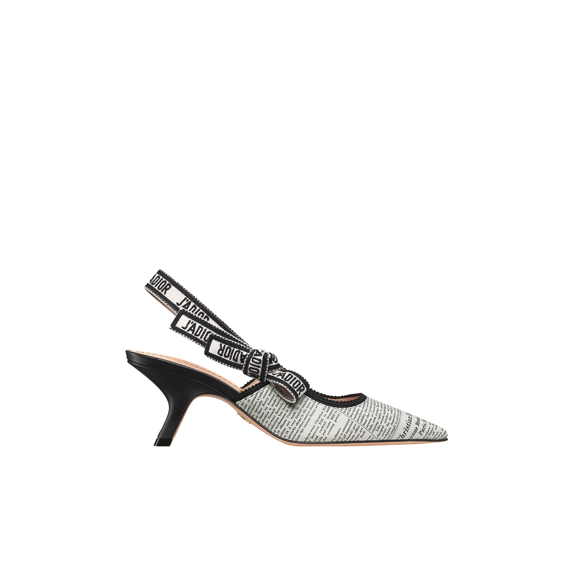 J'Adior Slingback Pump Lambskin with White and Black Newspaper