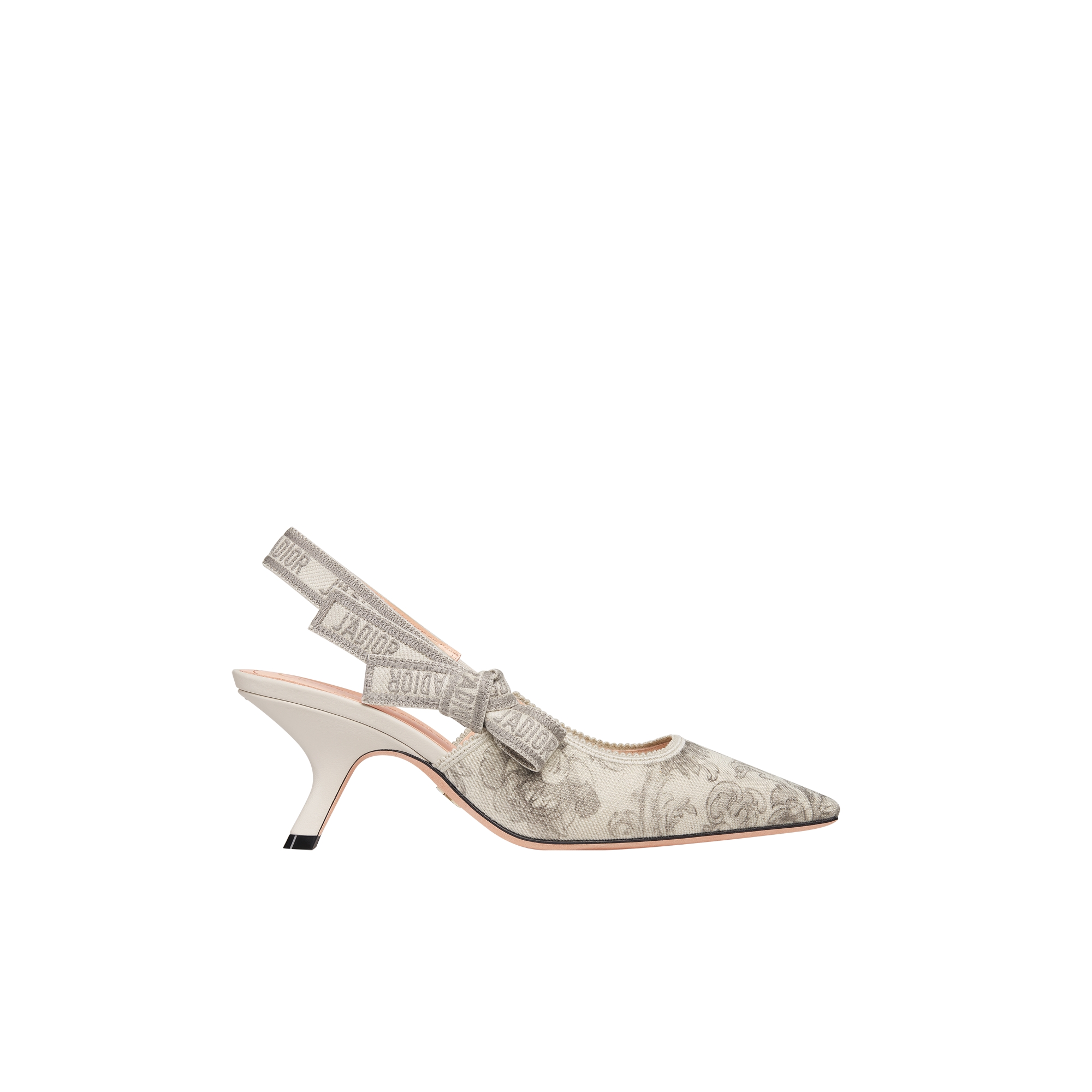 J'Adior Slingback Pump White Denim Printed with Gray Dior Barocco
