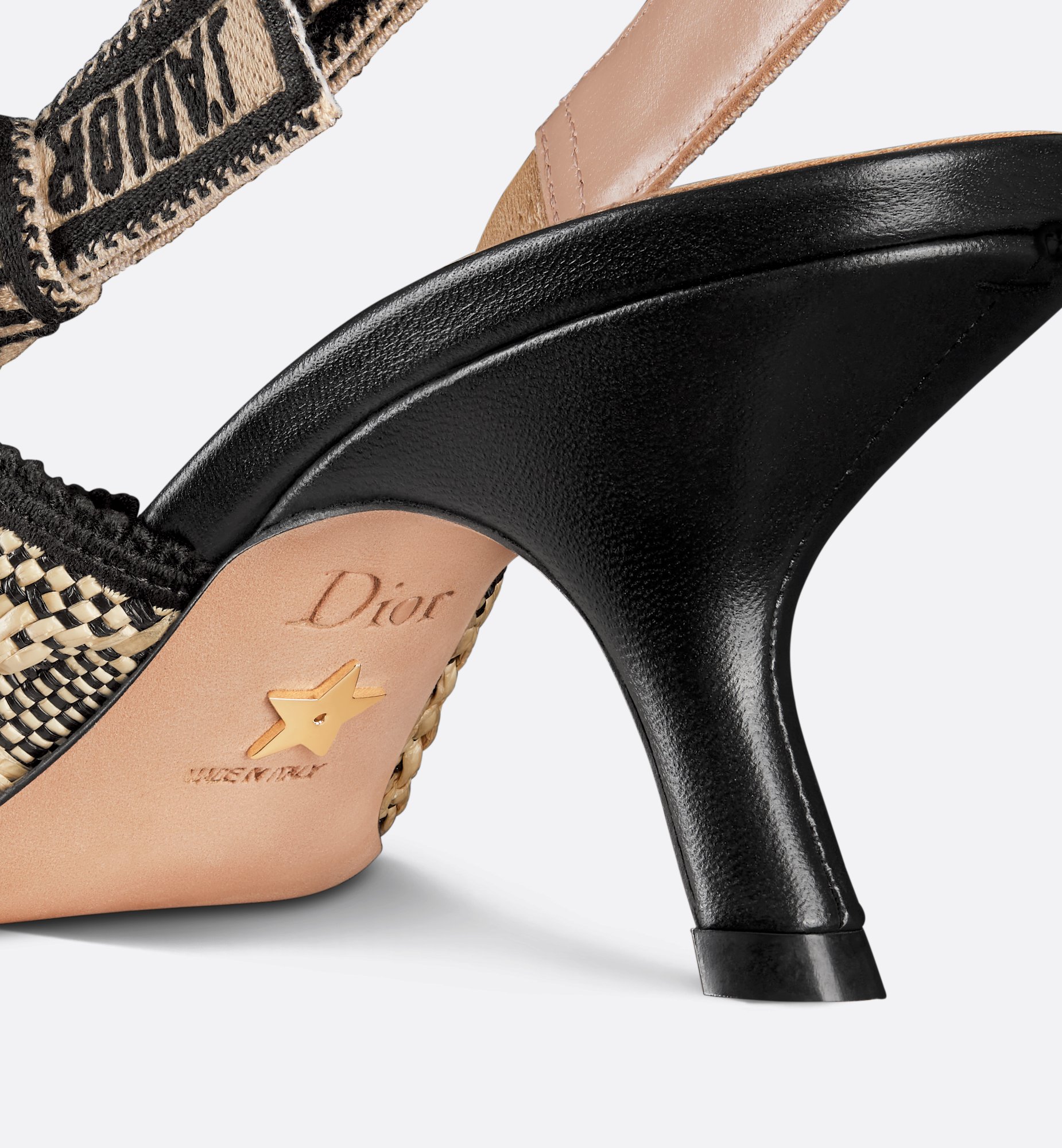 J'Adior Slingback Pump Natural and Black Cannage Raffia | DIOR J'Adior Slingback Pump Natural and Black Cannage Raffia | DIOR