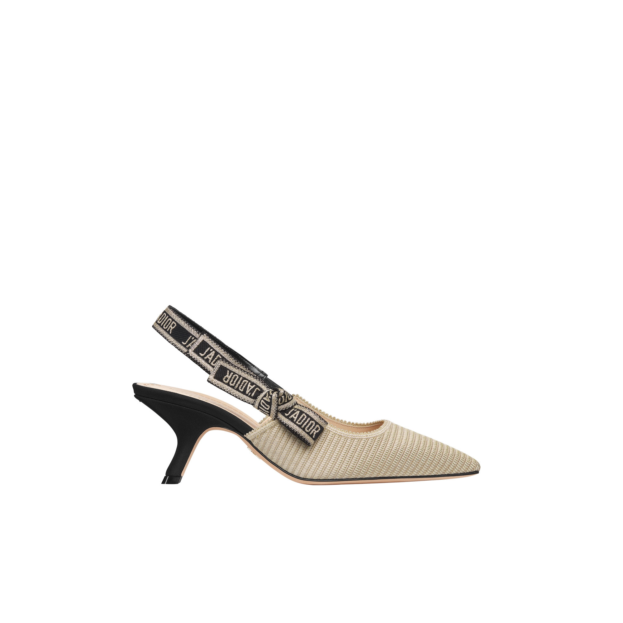 J'Adior Slingback Pump Cotton Embroidered with Gold-Tone Metallic