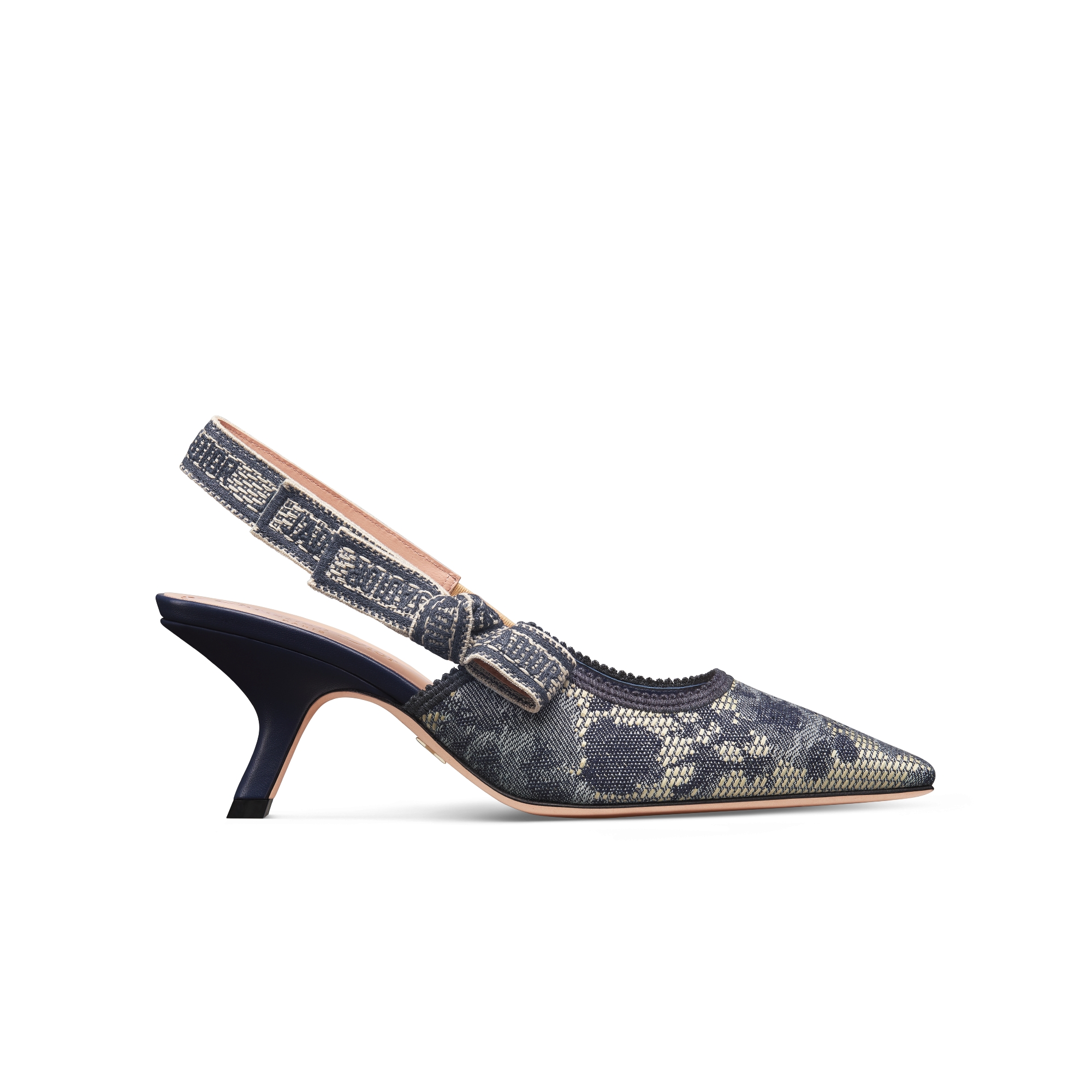 J'Adior Slingback Pump Denim Blue Dior Pivoine Jacquard and Ecru