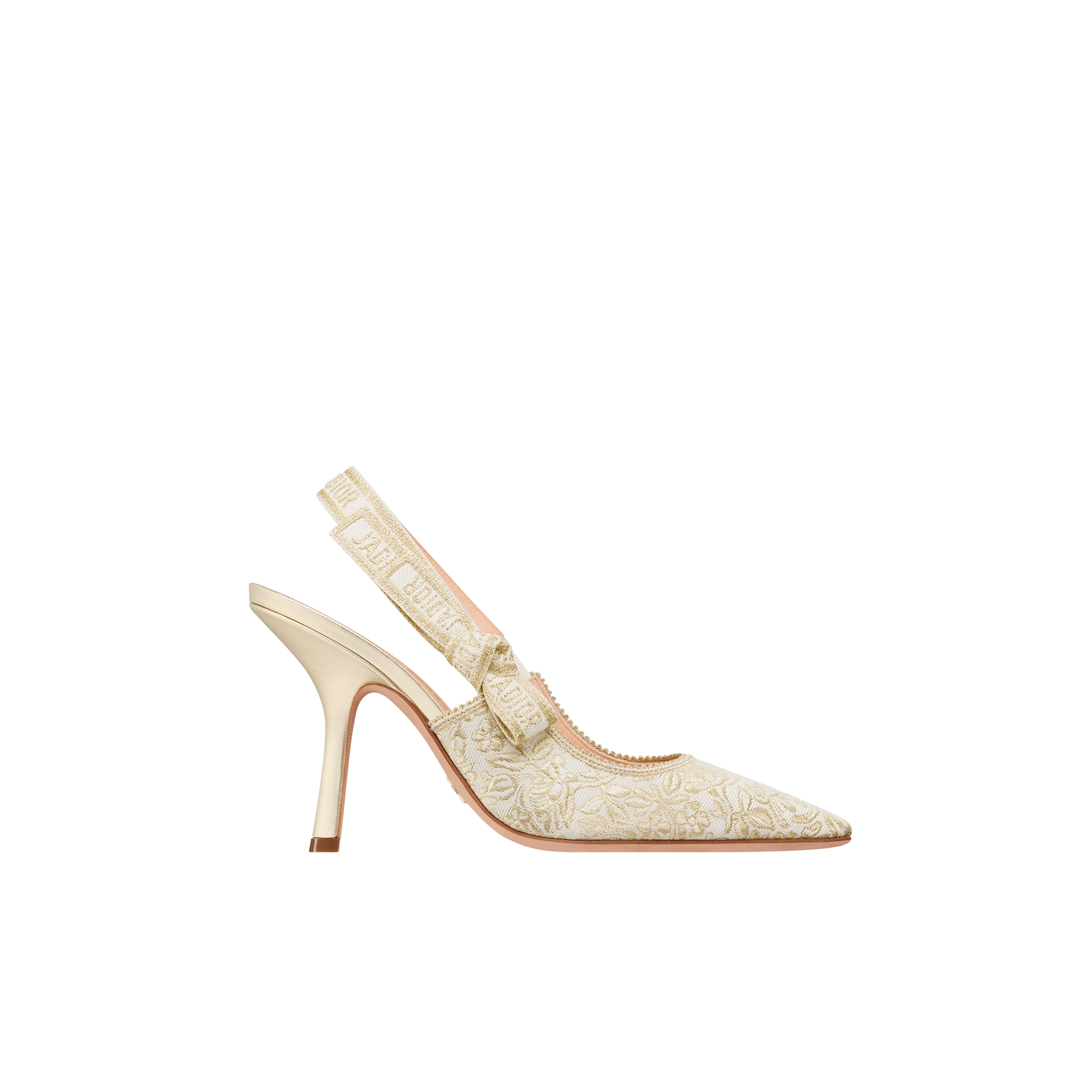 J'Adior Slingback Pump White Cotton Embroidered with Millefiori