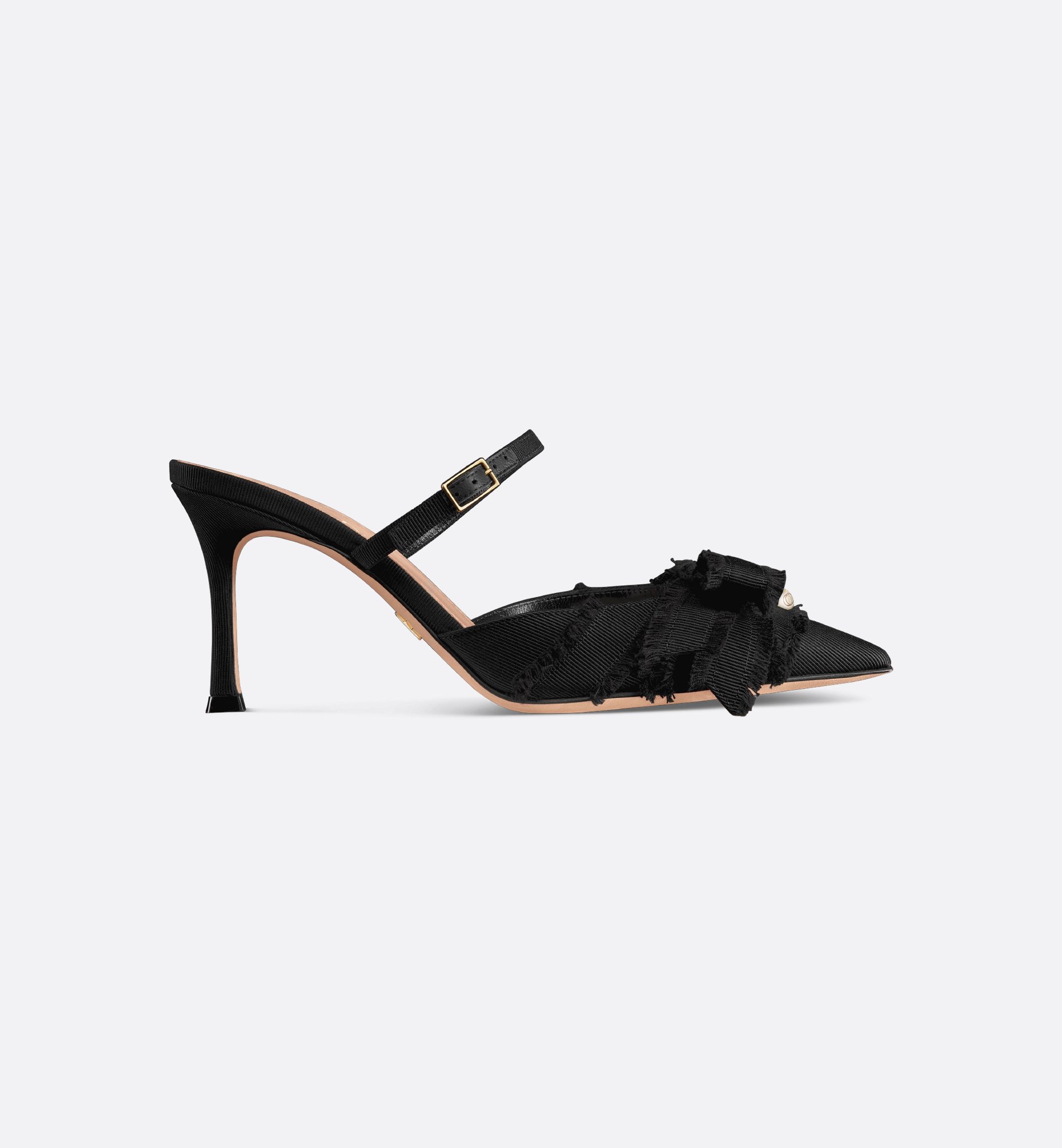 Adiorable Heeled Mule Black Fringed Grosgrain | DIOR Adiorable Heeled Mule Black Fringed Grosgrain | DIOR
