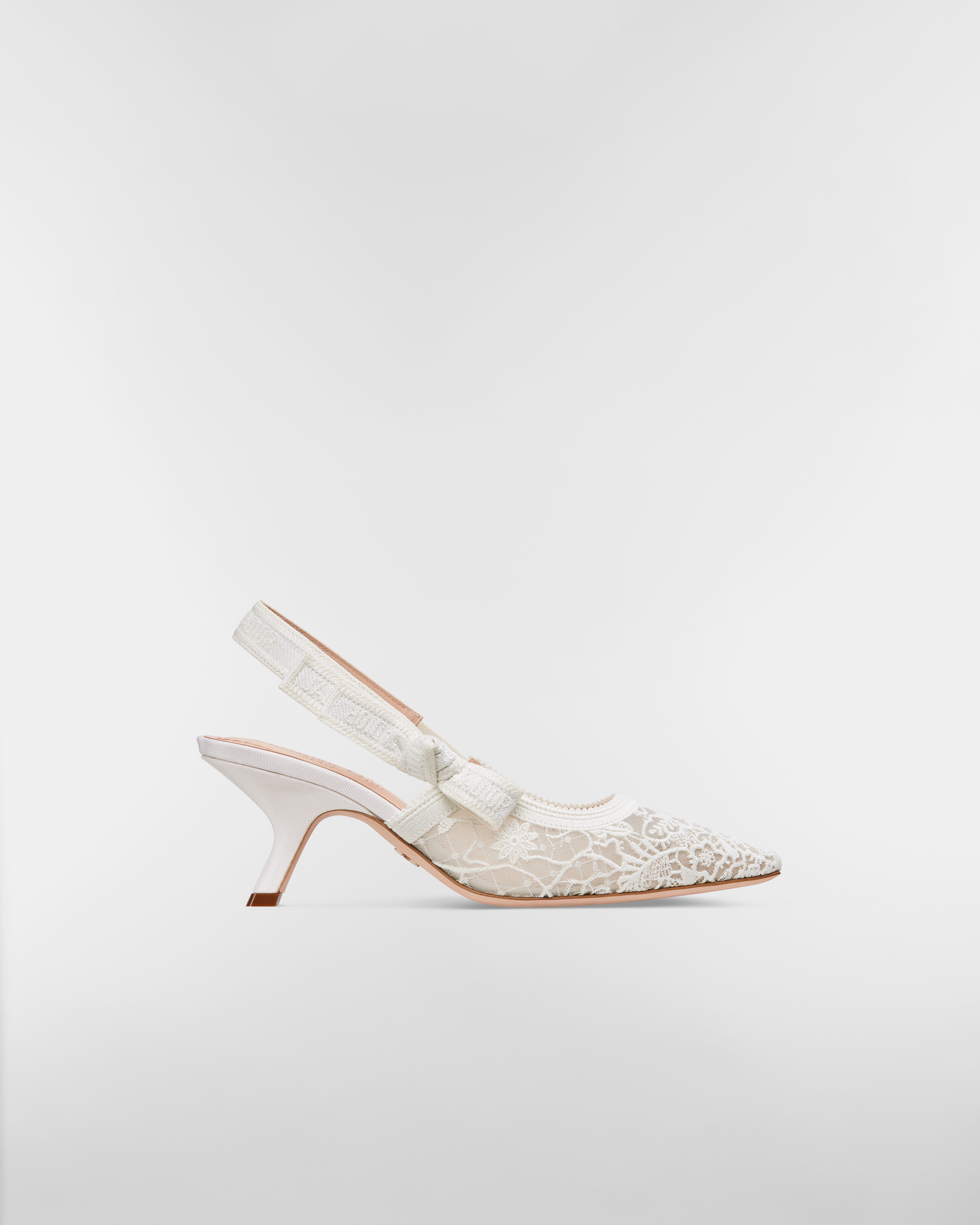J'Adior Slingback Pump Transparent Mesh Embroidered with White Millefiori Motif E02