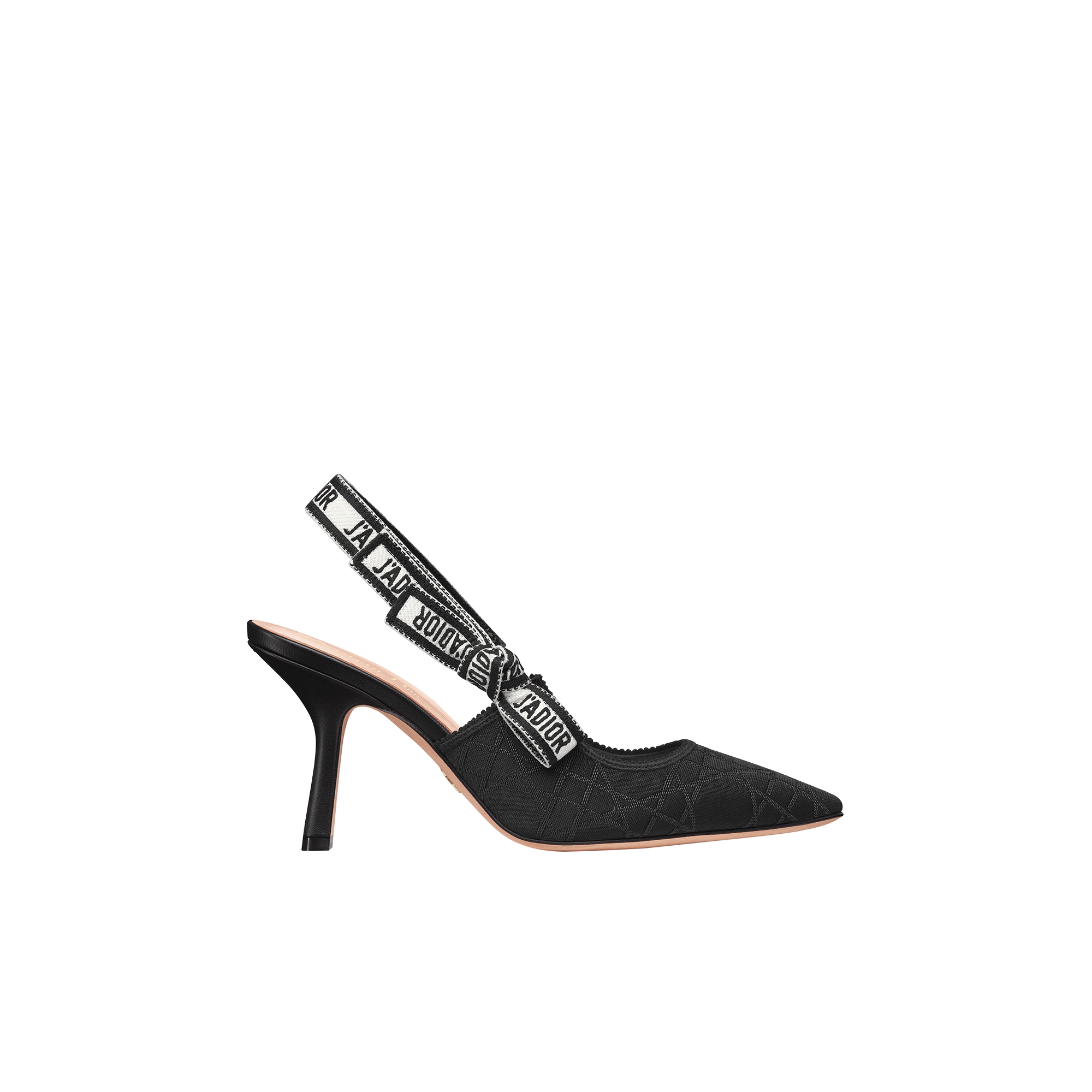 J'Adior Slingback Pump Black Technical Fabric with Cannage Motif
