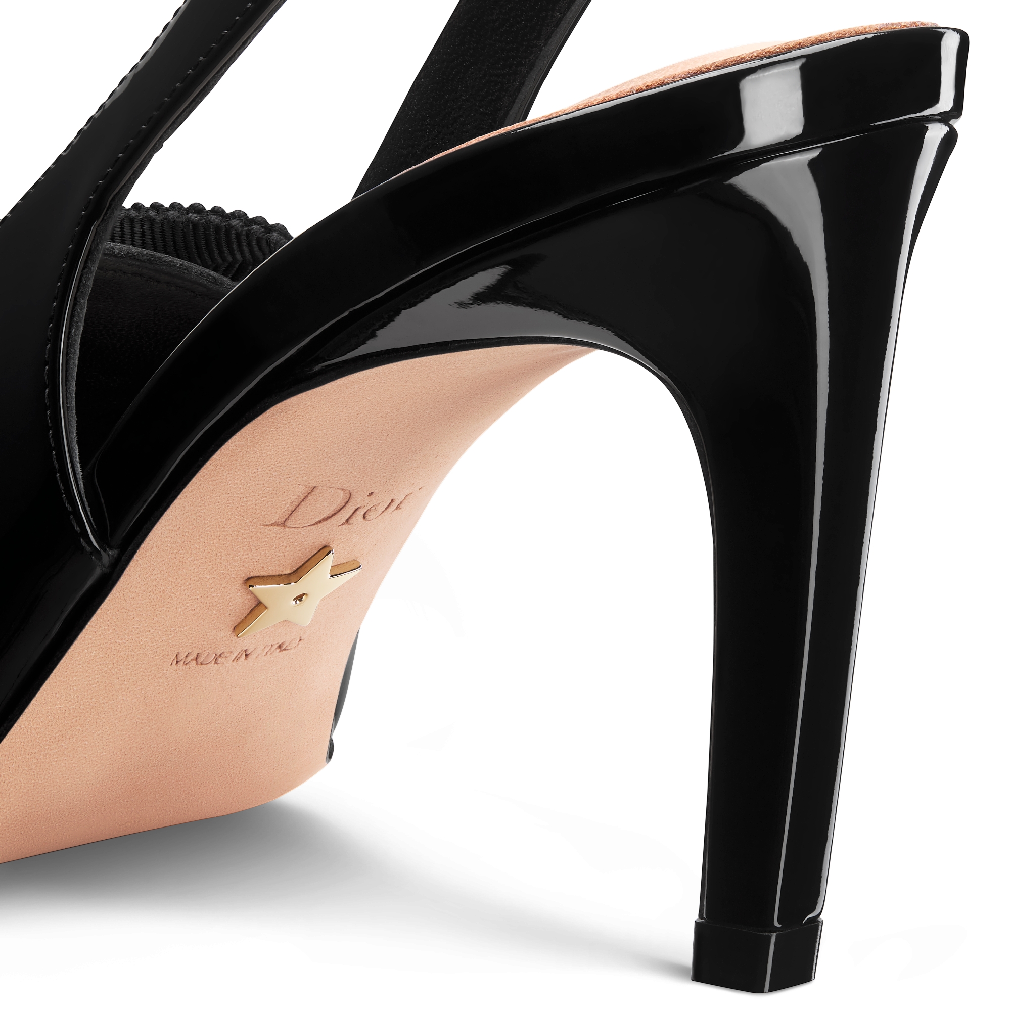 Escarpin slingback Diorissimo Cuir de veau verni et gros-grain noirs E09