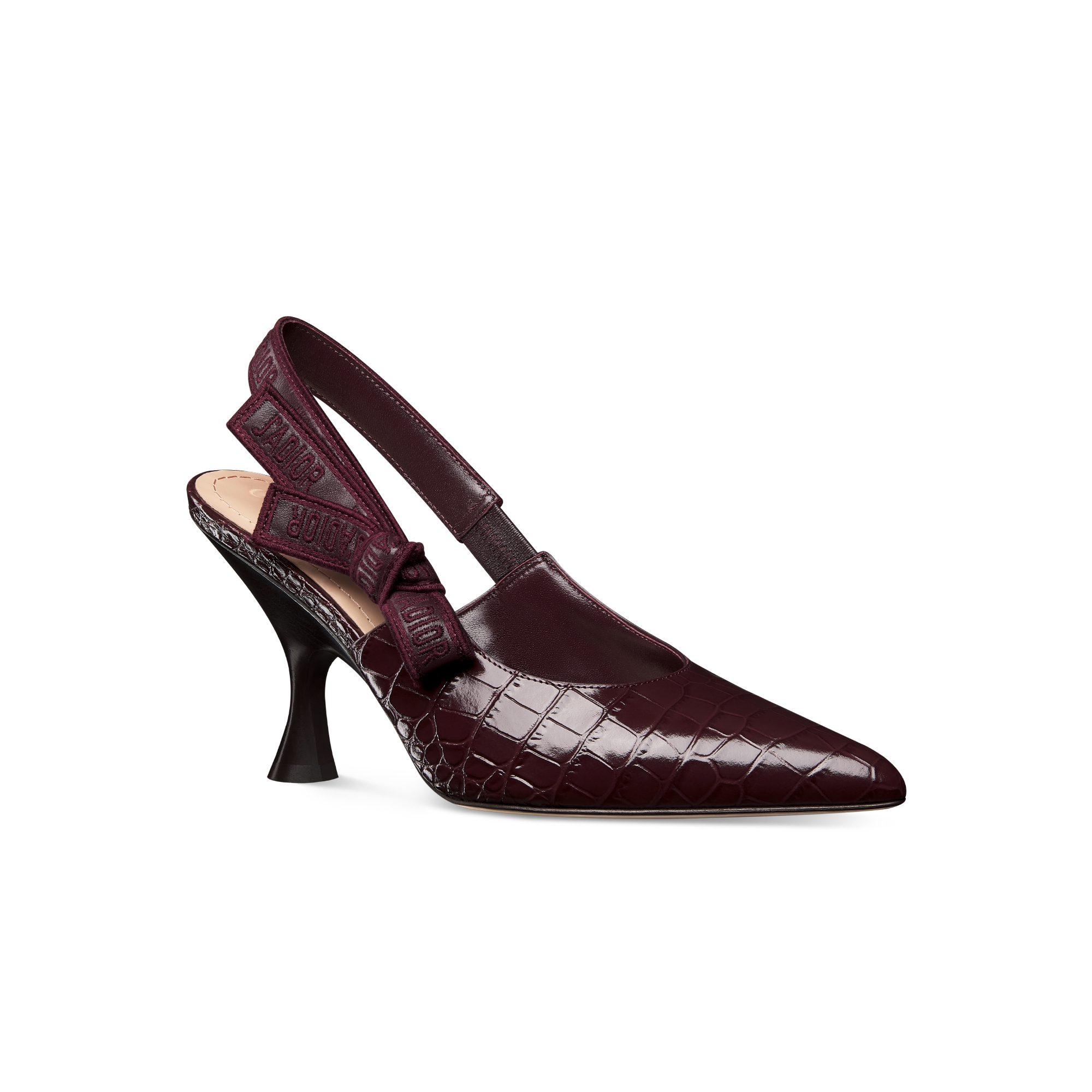 J'Adior Slingback Pump Plum Calfskin Printed with Crocodile