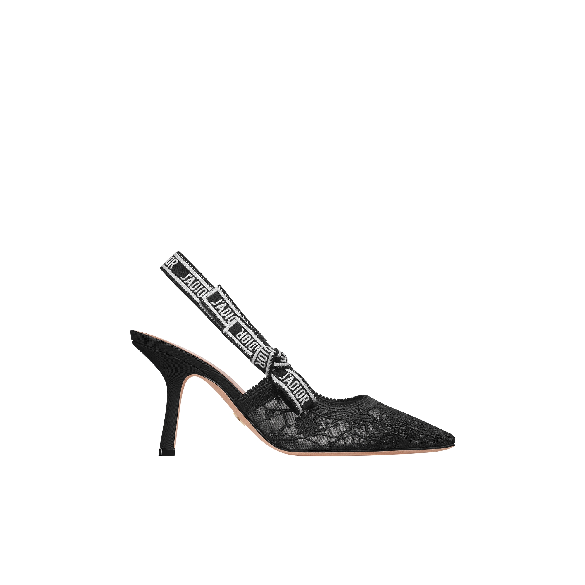 J'Adior Slingback Pump Transparent Mesh Embroidered with Black