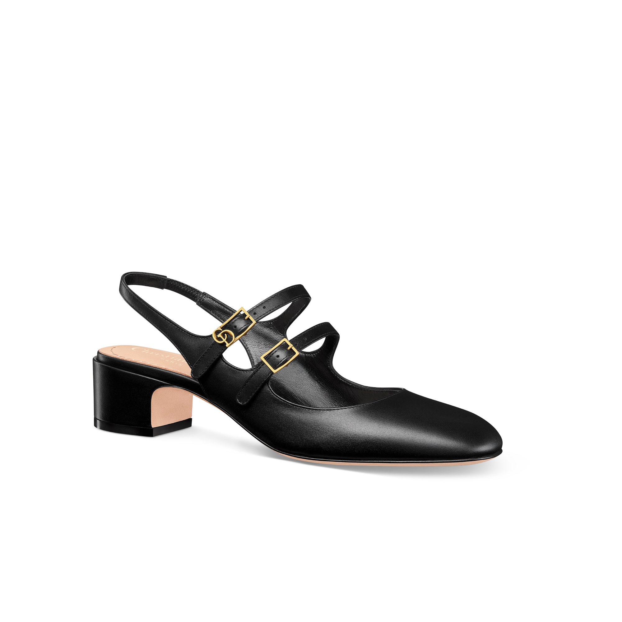 Scarpin slingback Dior Chérie Couro de vitelo maleável preto E03