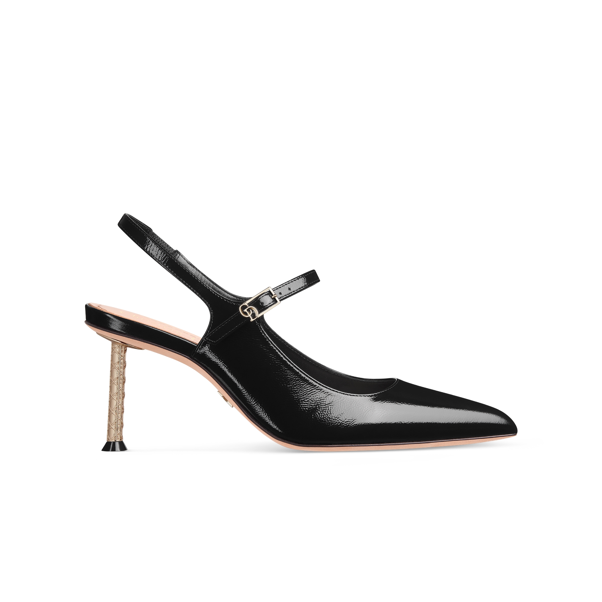 Dior Icon Slingback Pump Black Crinkled Patent Calfskin E02