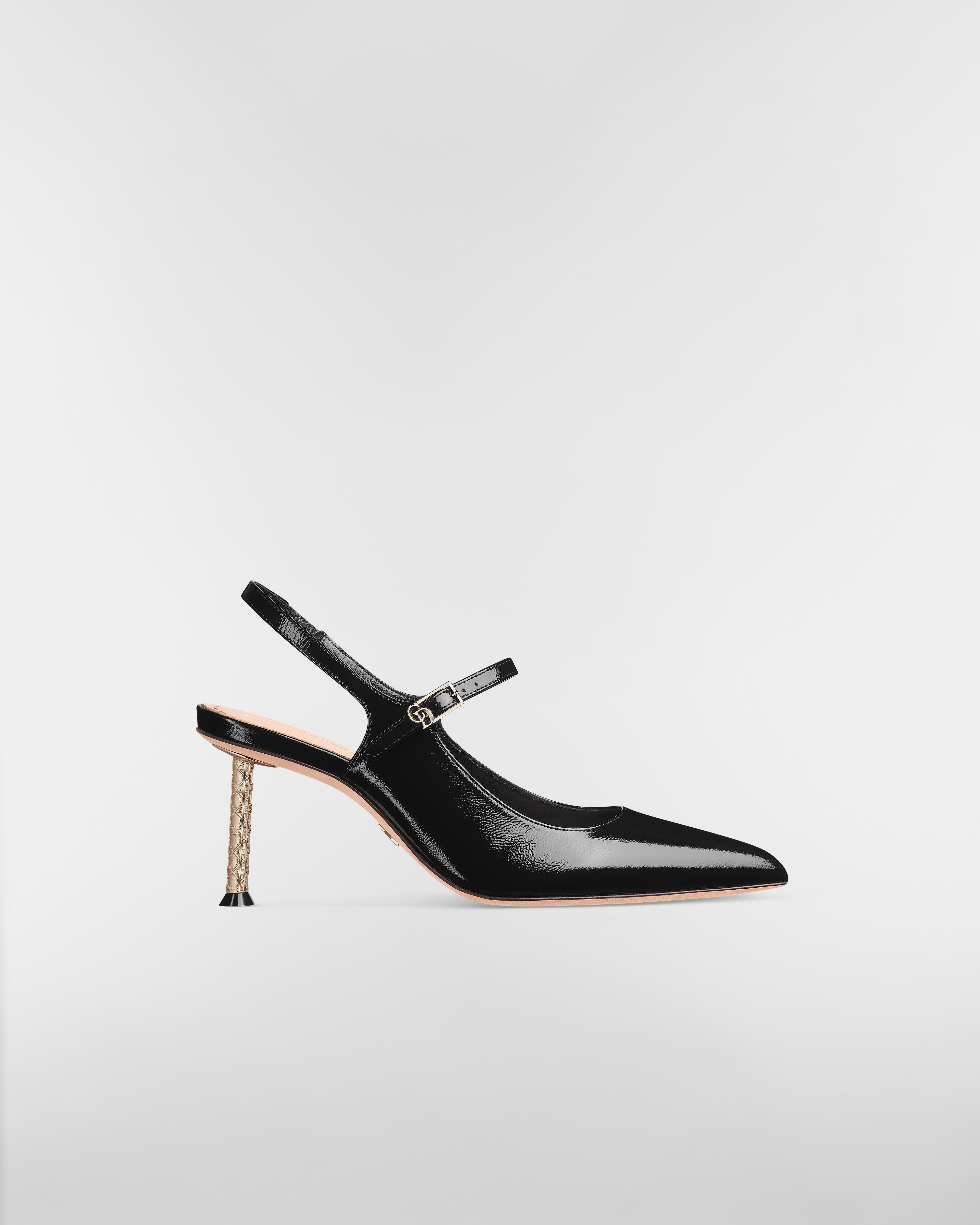 Escarpin slingback Dior Icon Cuir de veau verni craquelé noir E02