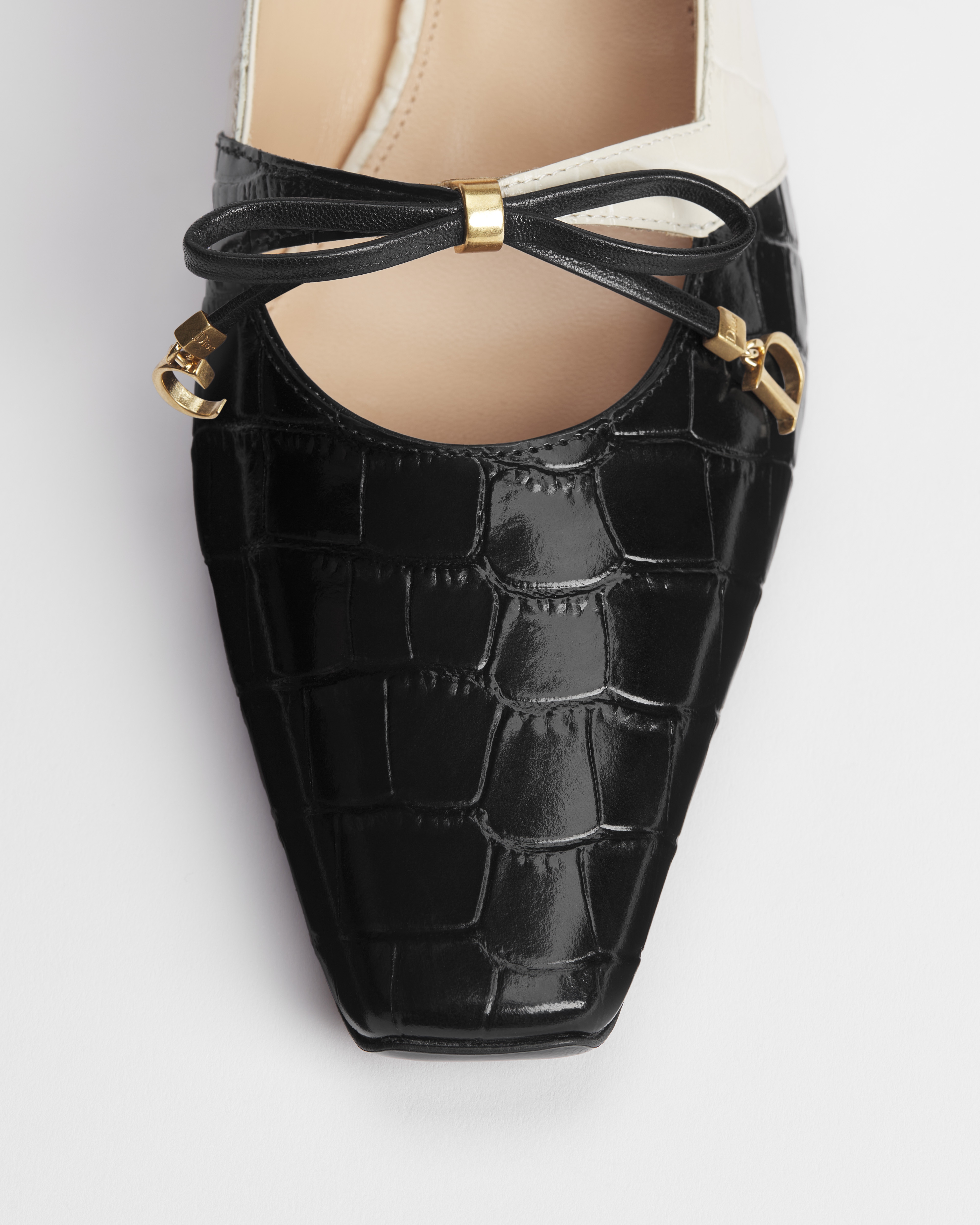 Dior Muse Pump Black and Cream Calfskin Printed with Crocodile Motif E10