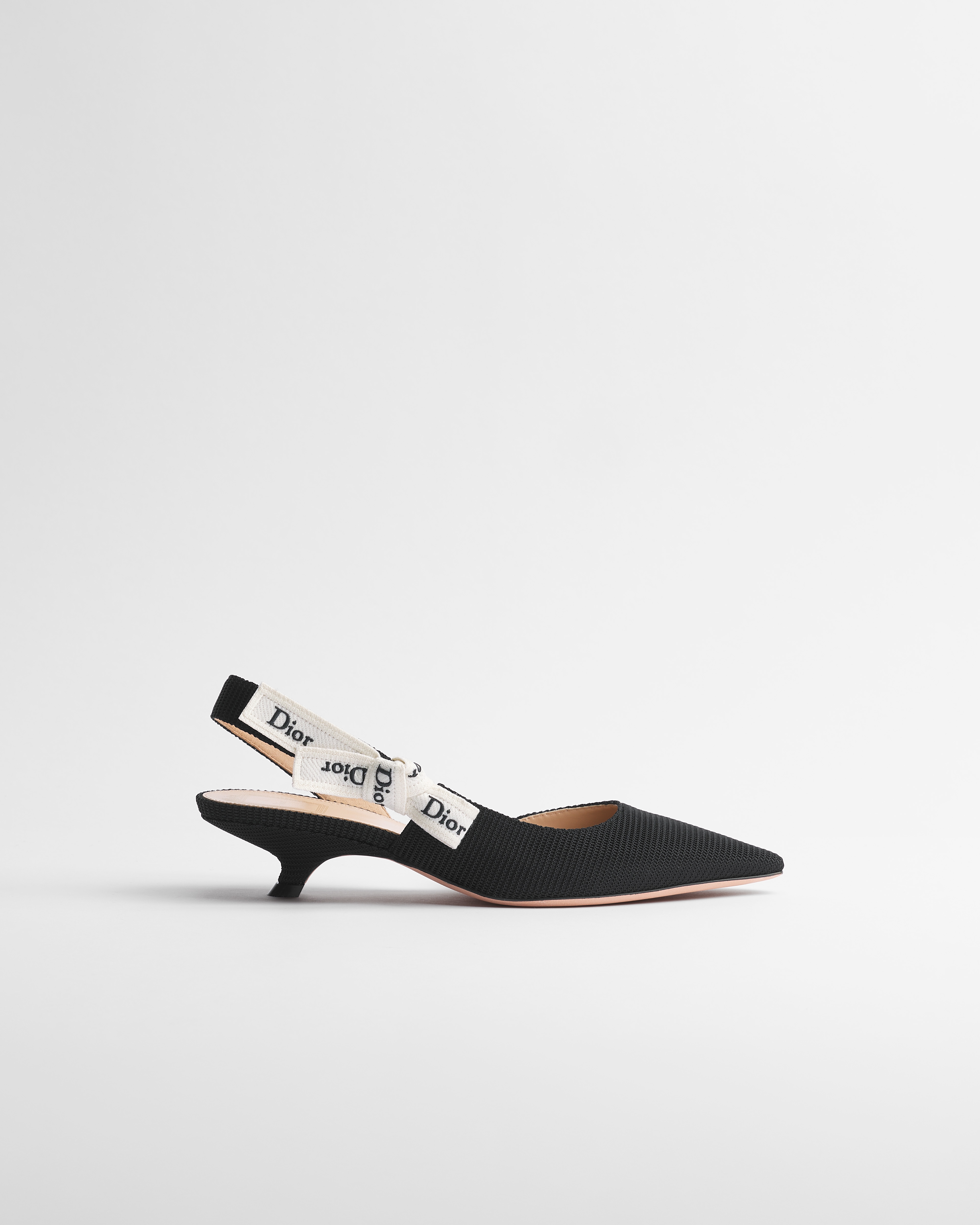 J'Adior Slingback Pump Black Embroidered Technical Fabric E02