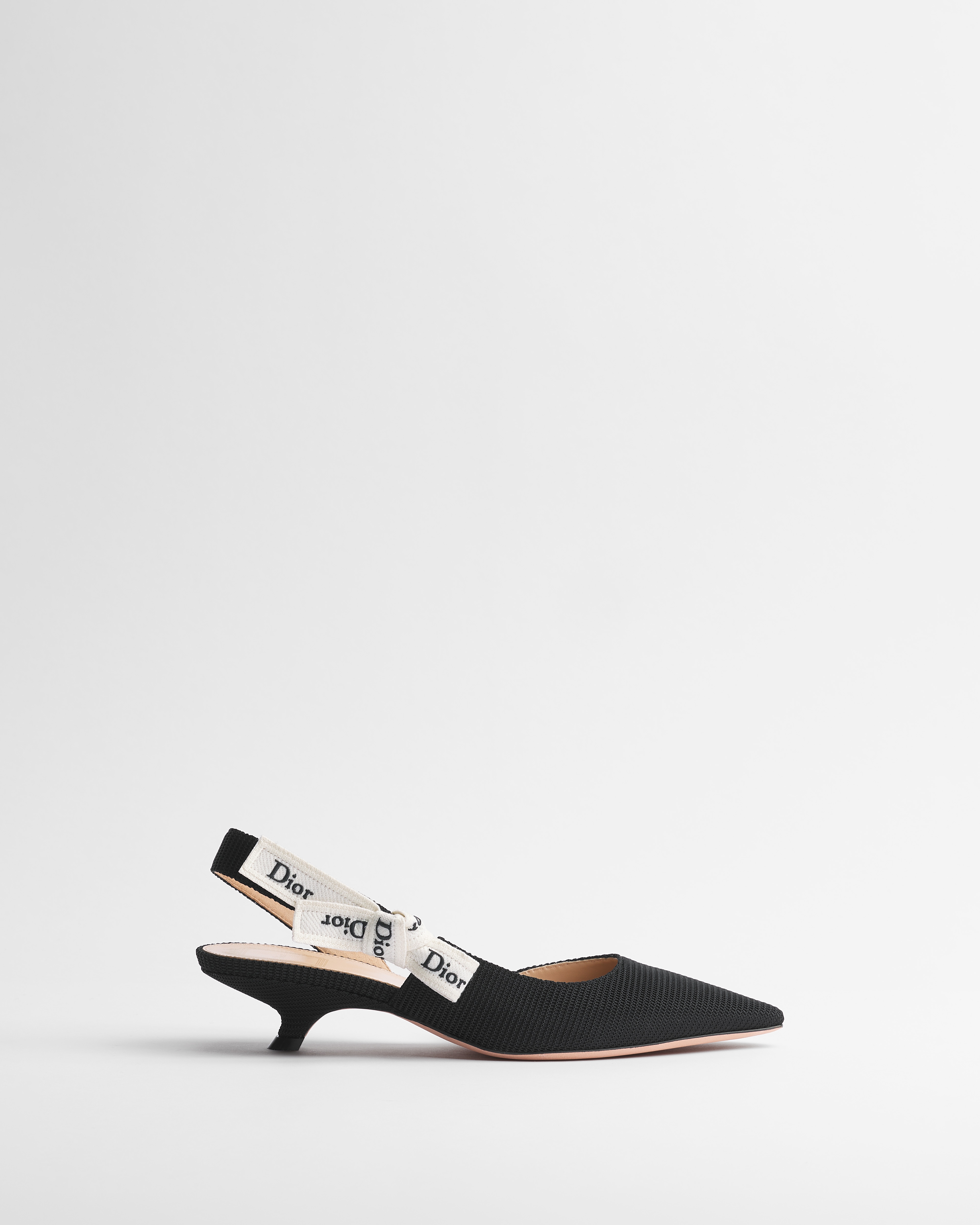 J'Adior Slingback Pump Black Embroidered Technical Fabric E02