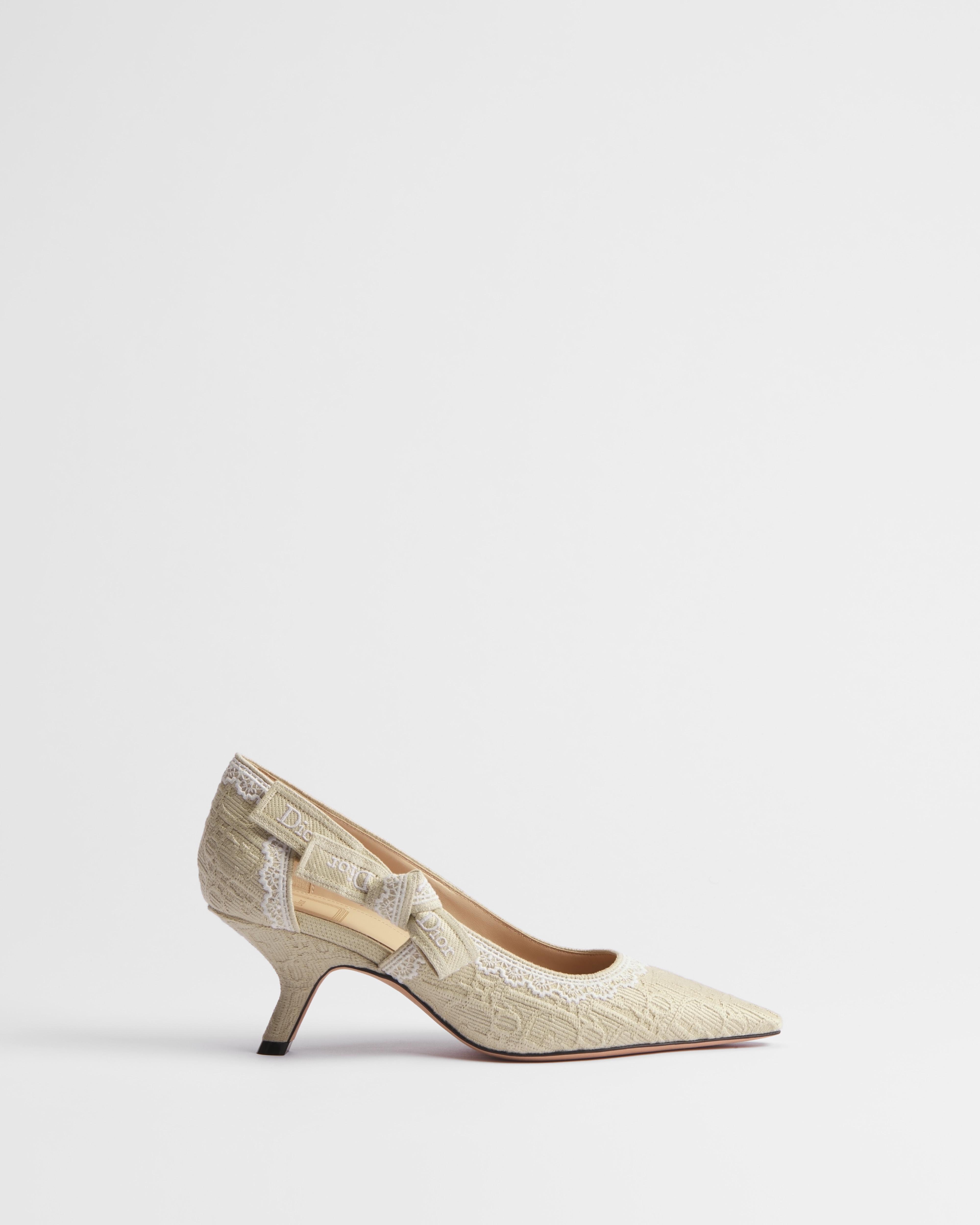 J'Adior Pump Trench Dior Oblique Embroidered Cotton and White Lace E02