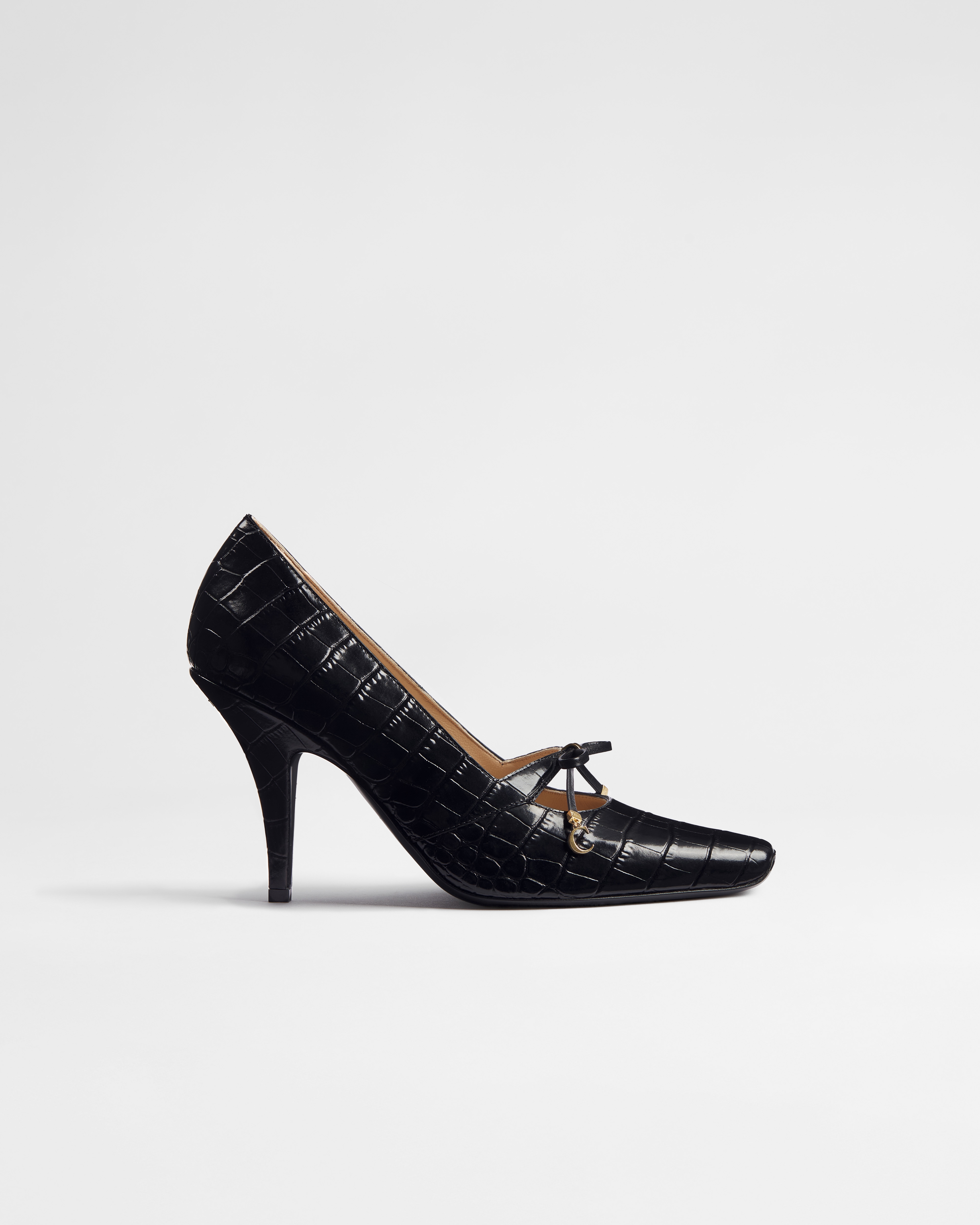 Dior Muse Pumps Kalbsleder mit Krokodileffekt Print in Schwarz E02