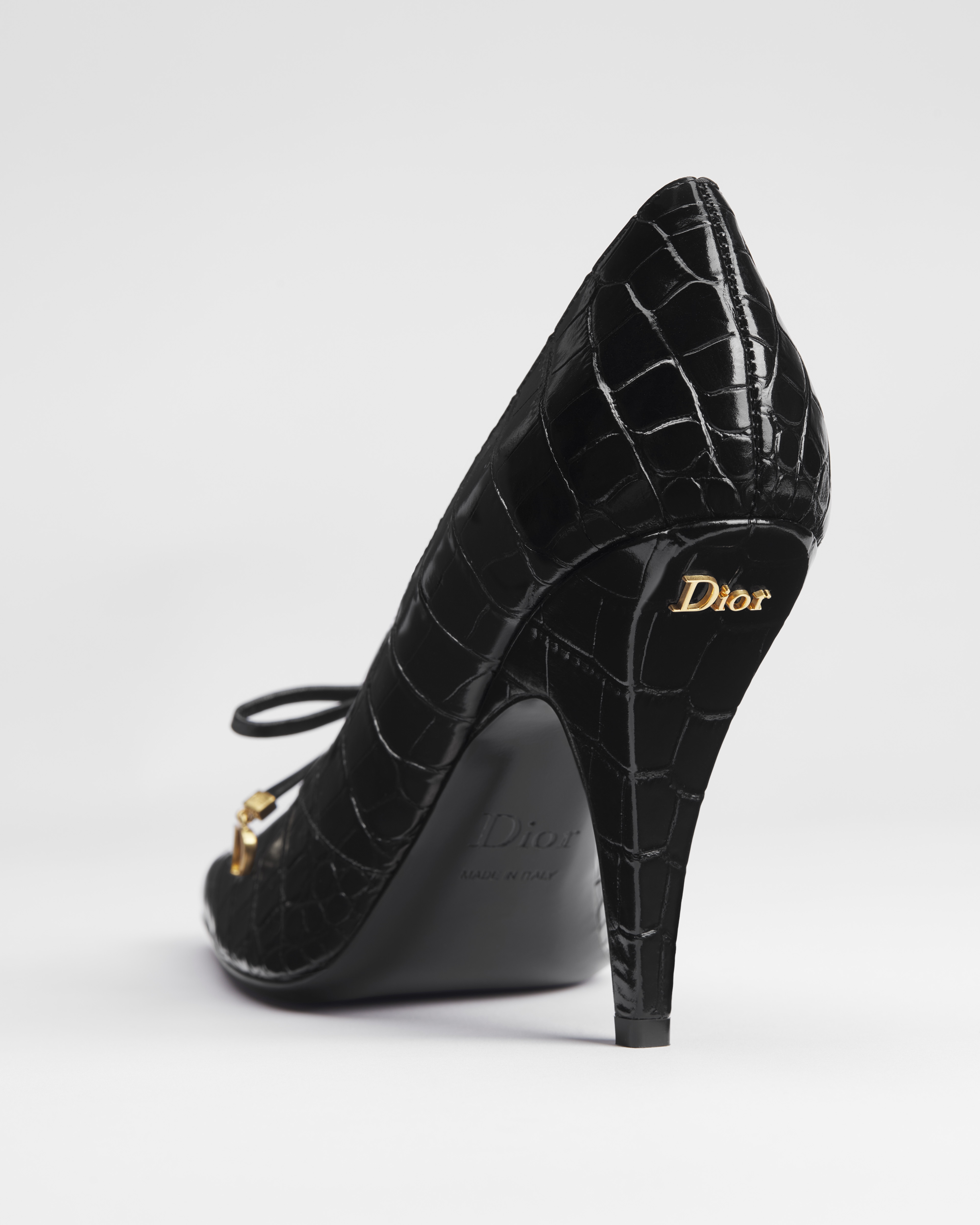 Dior Muse Pumps Kalbsleder mit Krokodileffekt Print in Schwarz E05