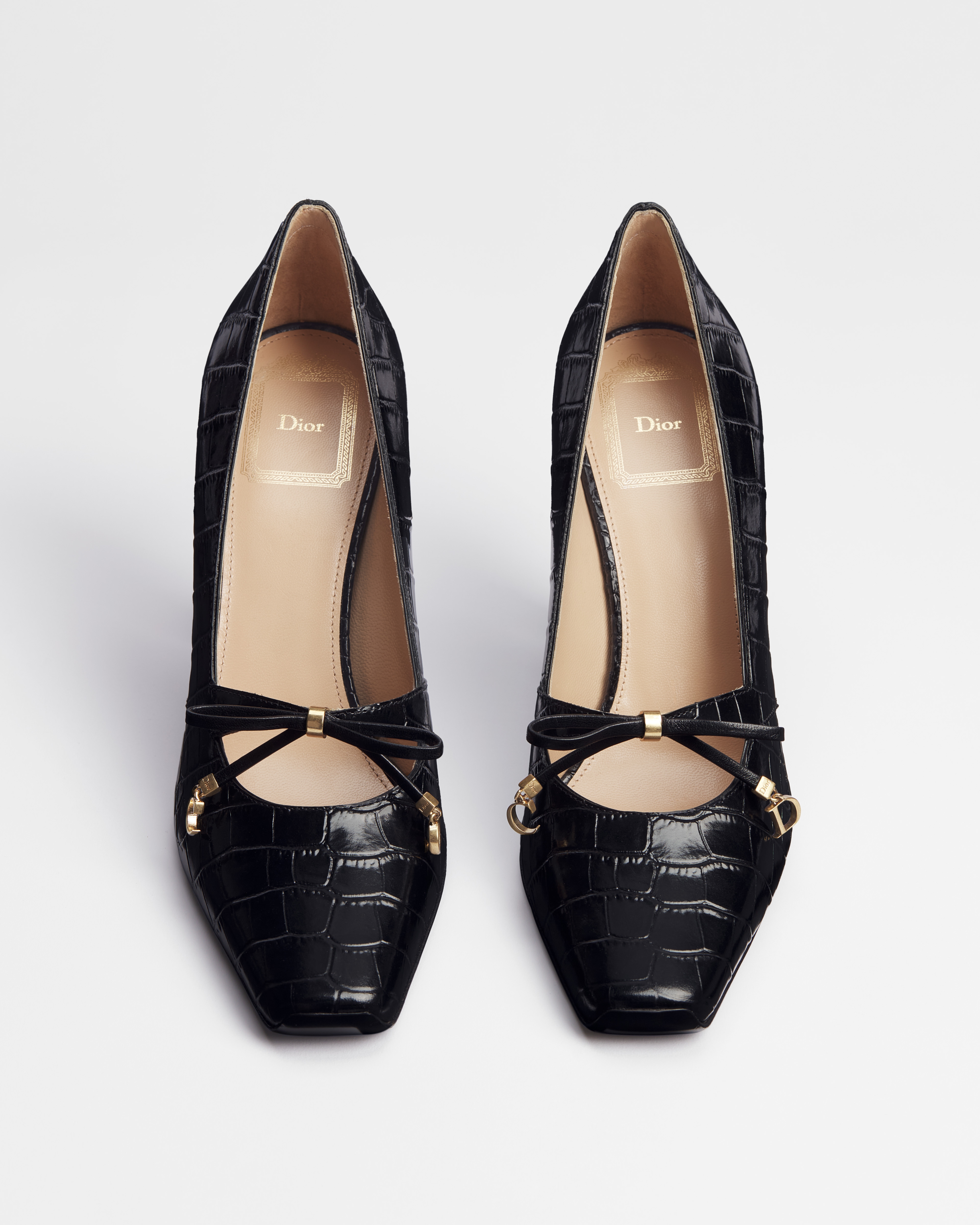 Dior Muse Pumps Kalbsleder mit Krokodileffekt Print in Schwarz E06