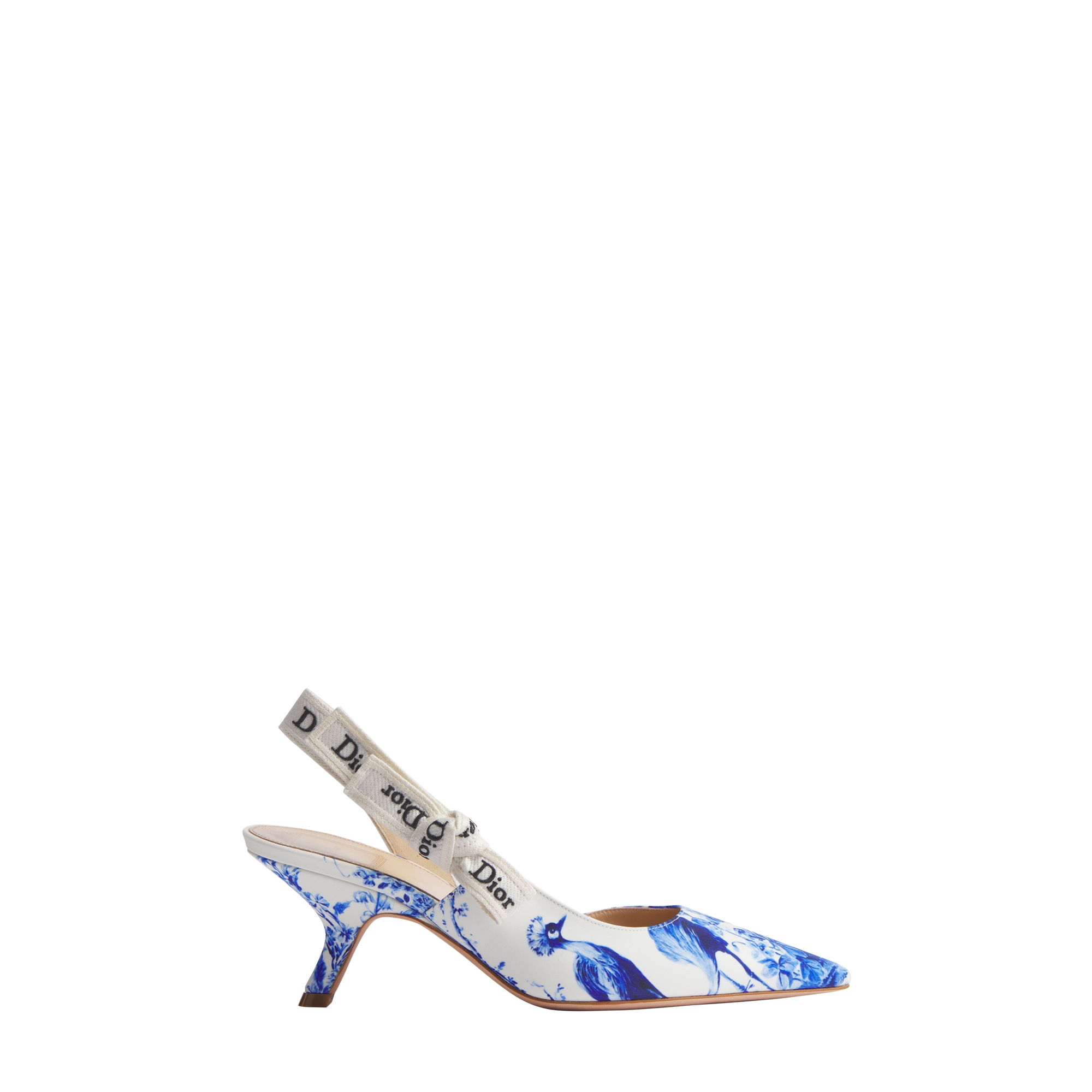  Tejido técnico con estampado Toile de Jouy Floral Garden blanco y azul