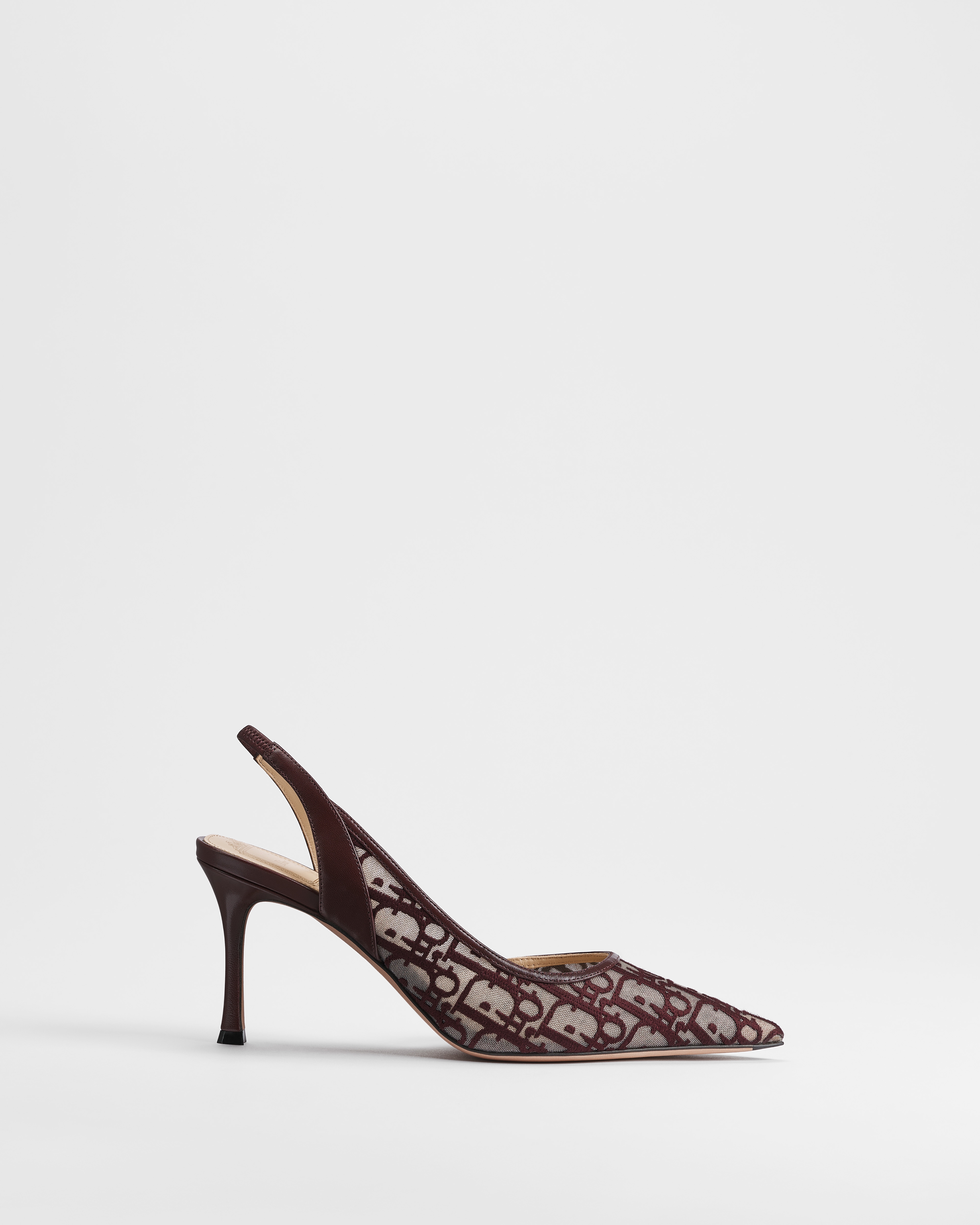 Adiorable Slingback Pump Burgundy Dior Oblique Embroidered Mesh E02