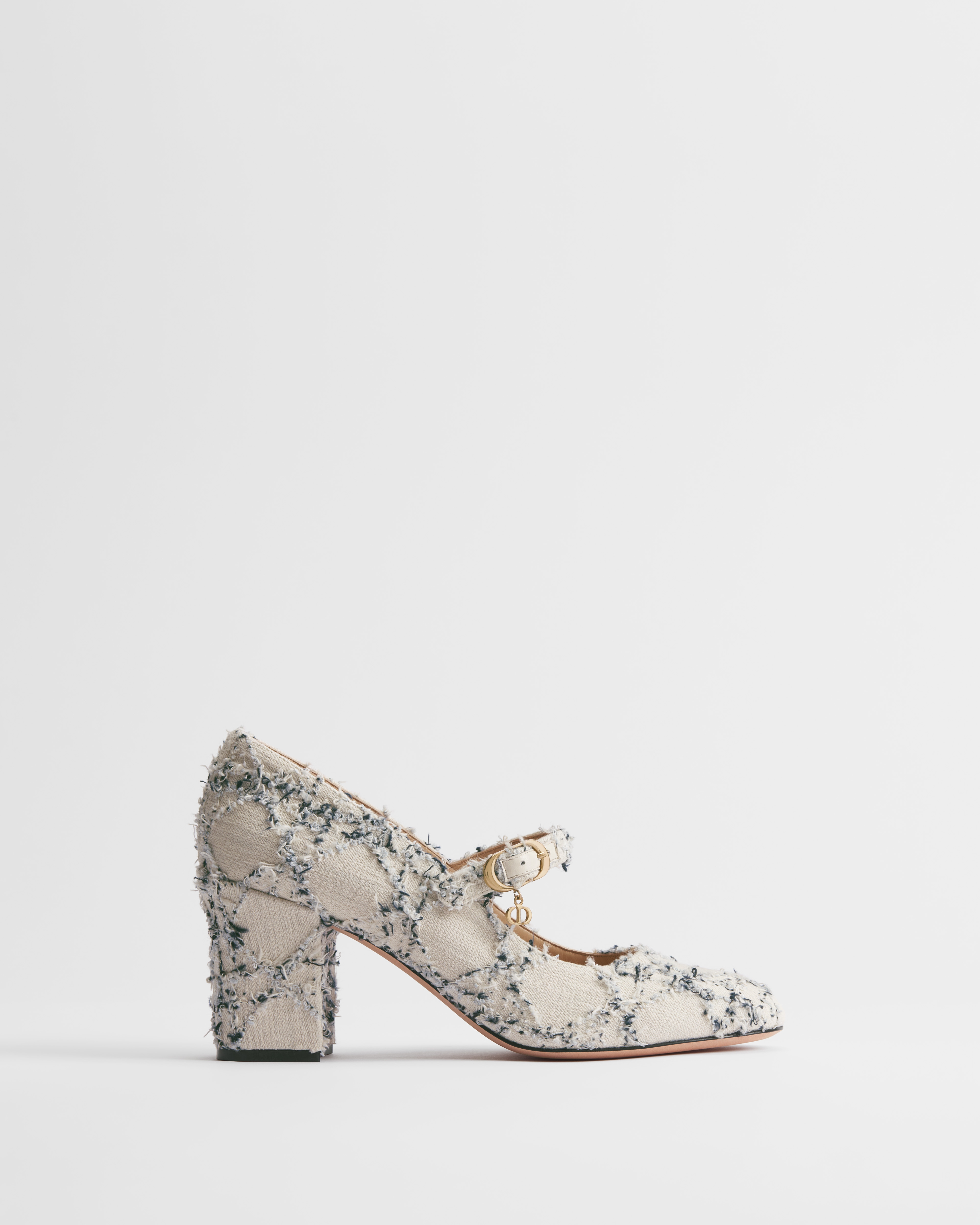 Dior Day Pump White and Blue Cannage Cotton Bouclé E02
