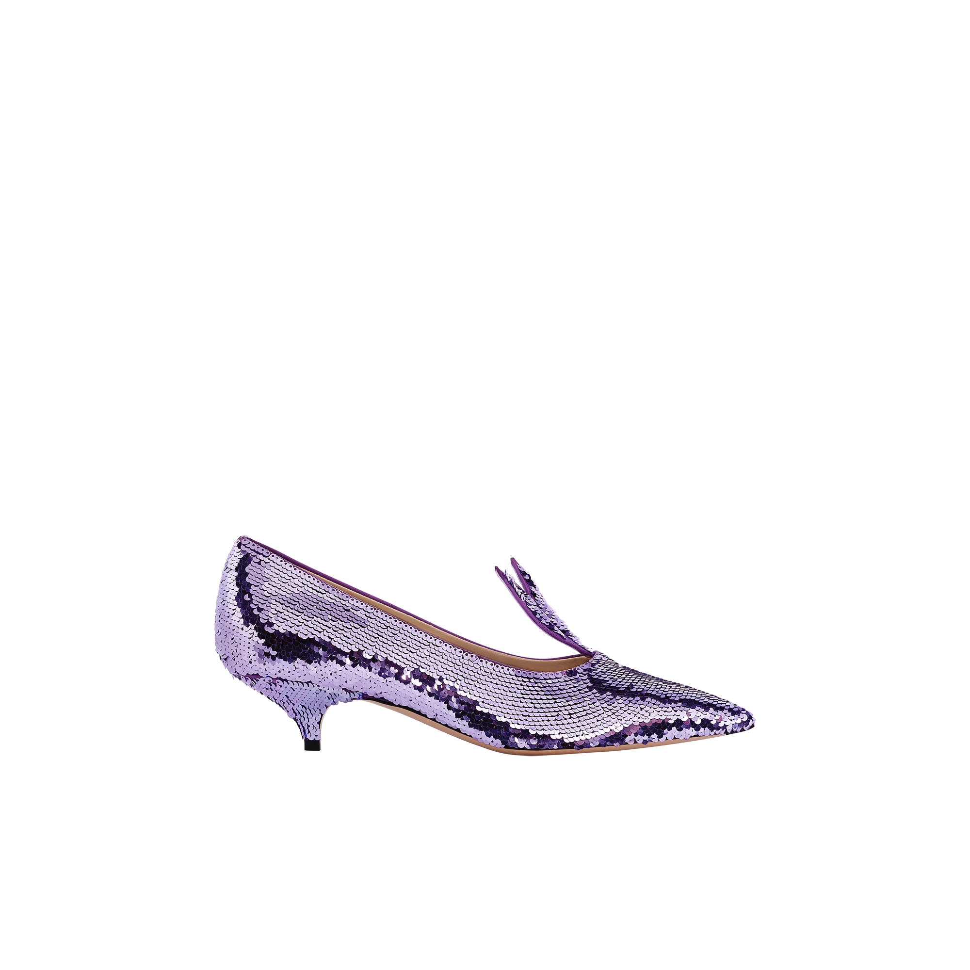  Raso ricamato con paillettes viola