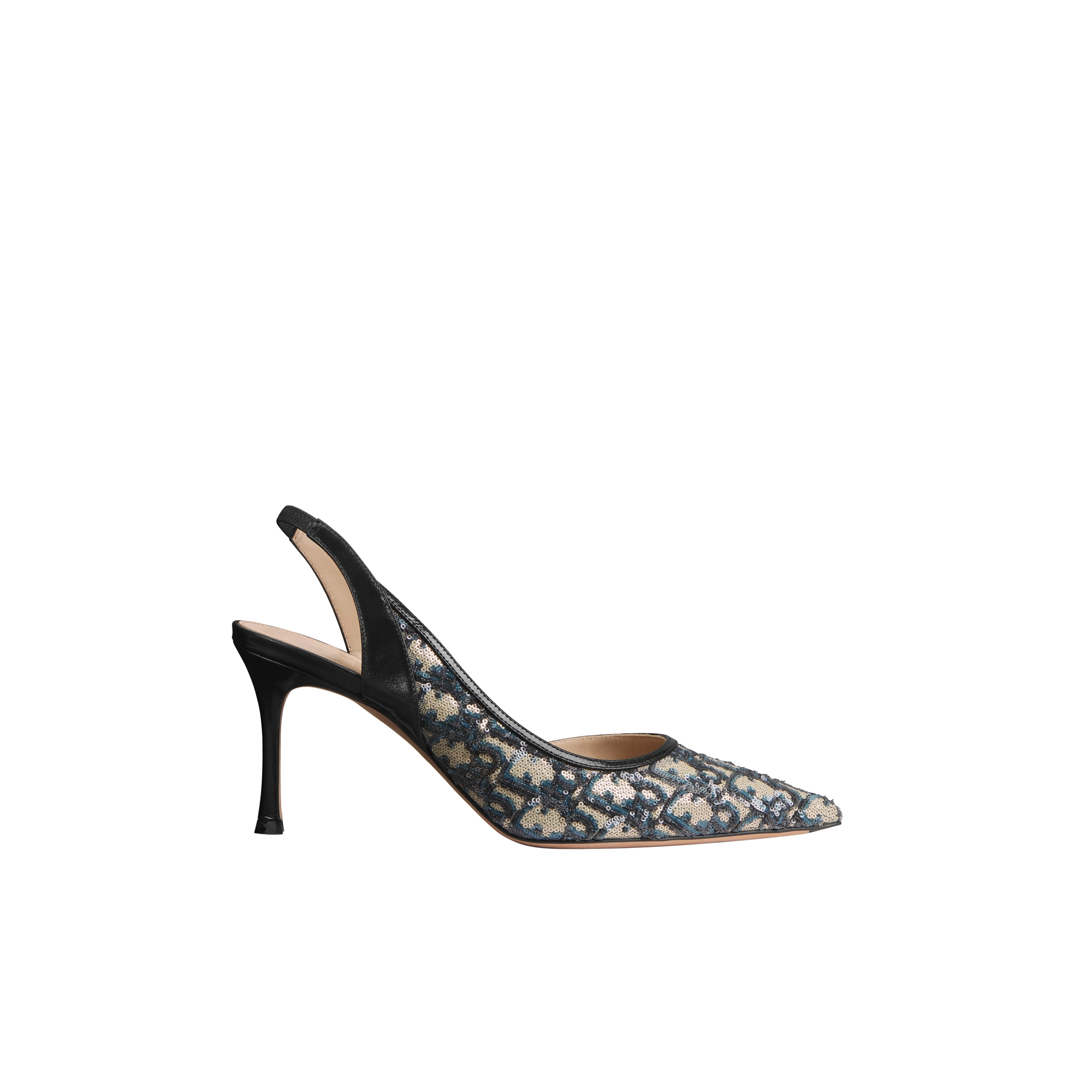  Blauwe Dior Oblique-stof geborduurd met pailletten
