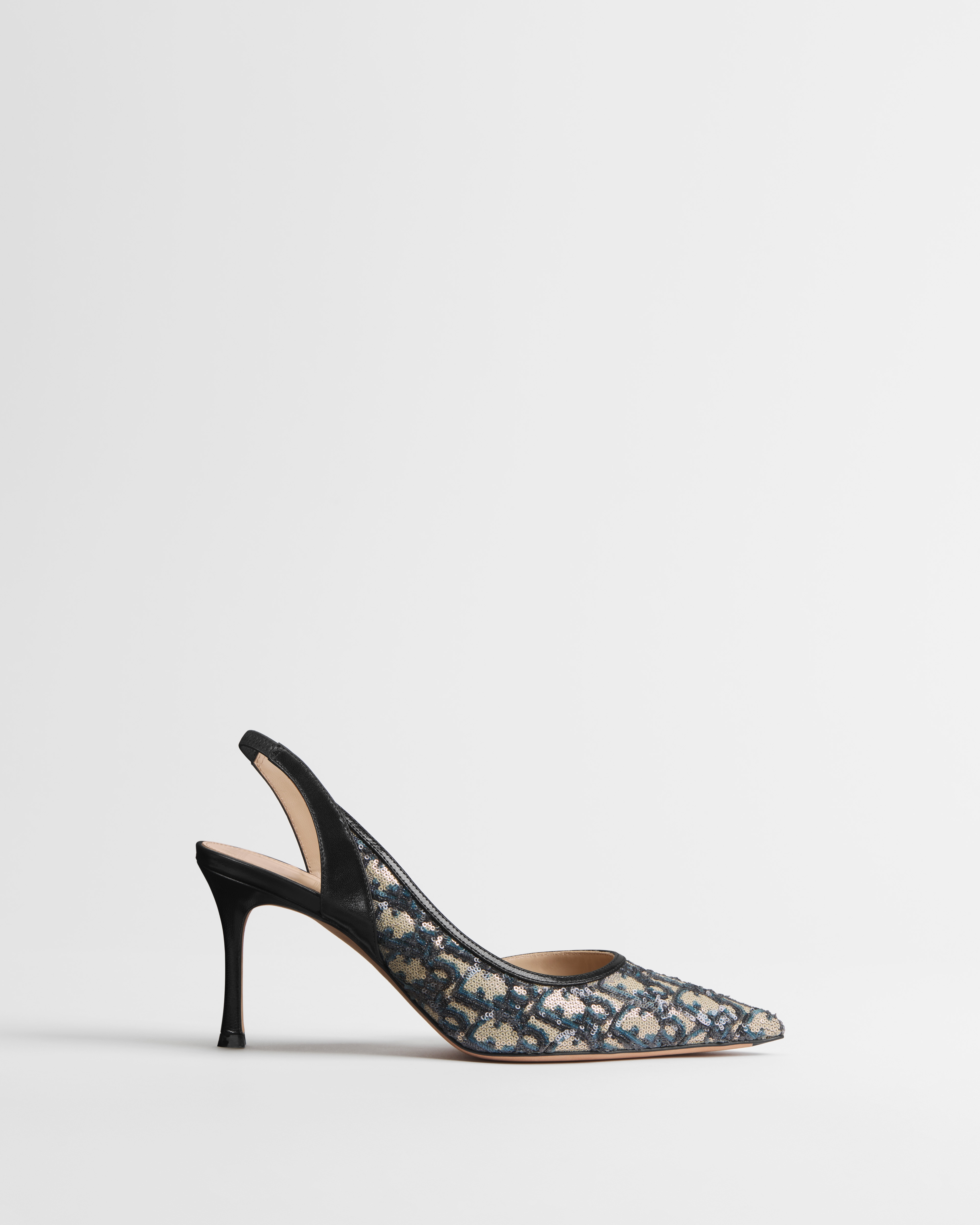 Adiorable Slingback Pump Blue Dior Oblique Fabric Embroidered with Sequins E02