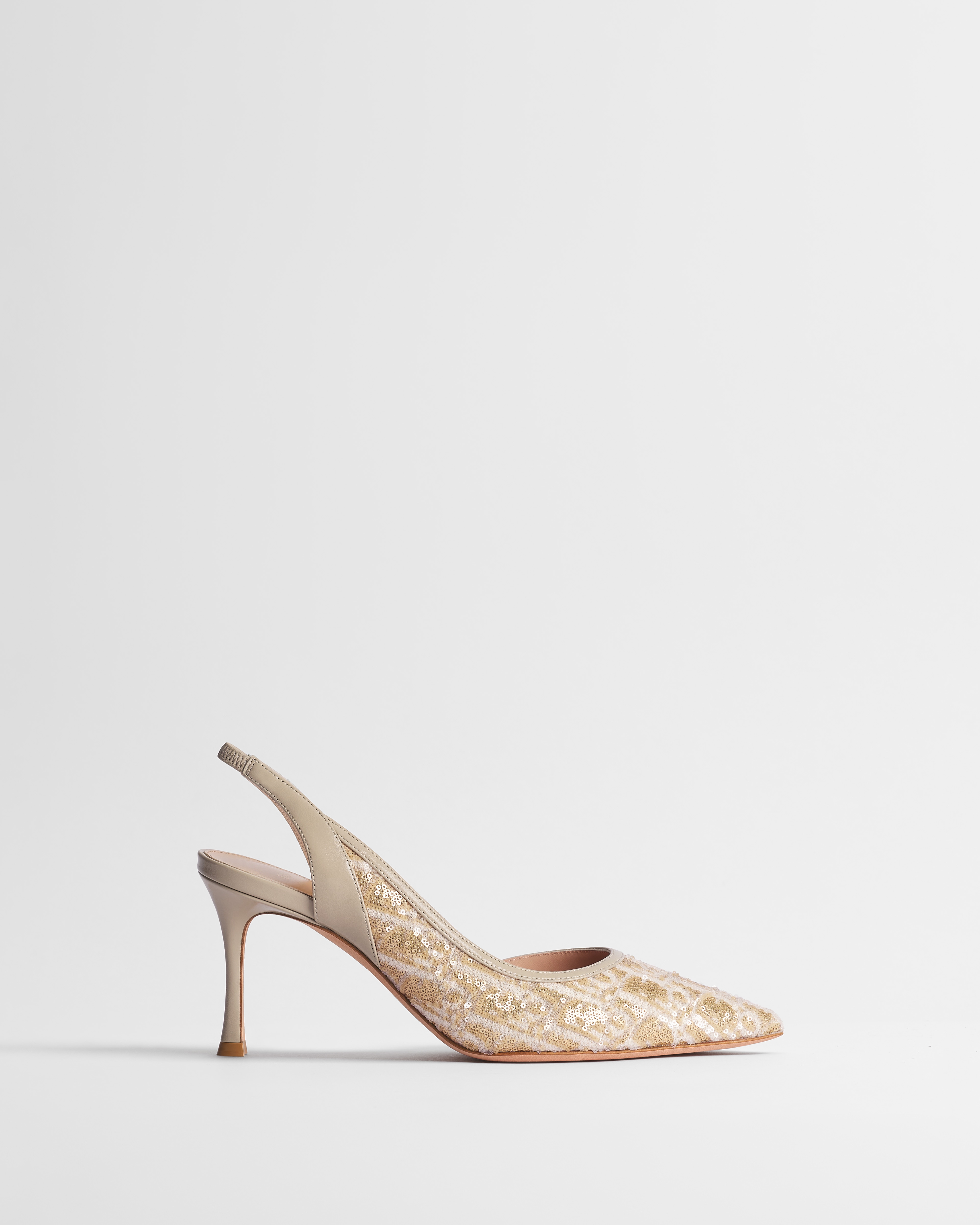 Adiorable Slingback Pump Beige Dior Oblique Fabric Embroidered with Sequins E02